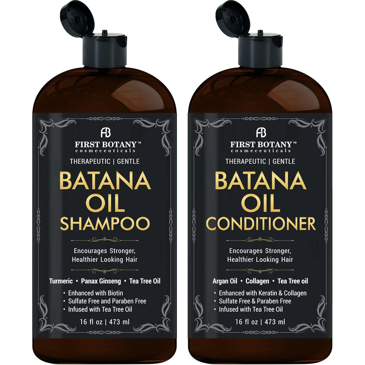 First Botany Tea Tree Mint Shampoo & Conditioner for Men & Women - Pure Tea Tree & Peppermint Oil - Fights Hair Loss, Dandruff, Lice & Itchy Scalp