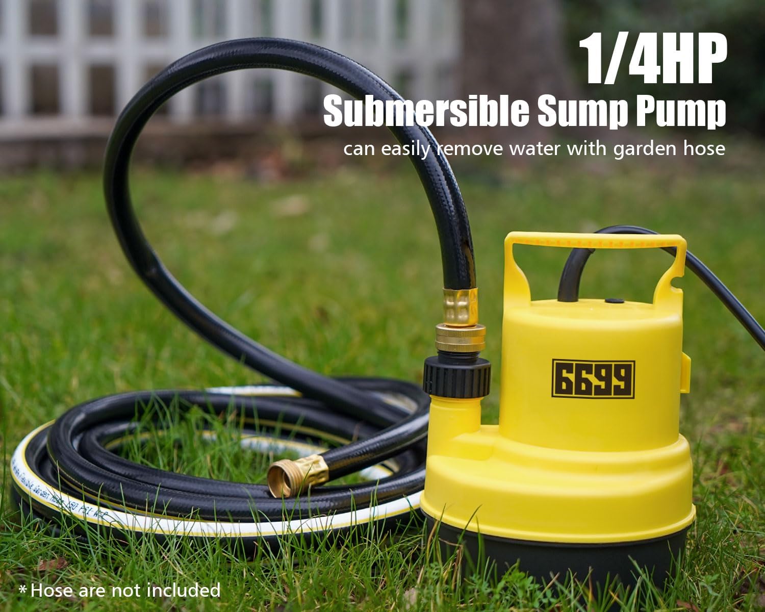 Submersible Sump Pump 1/4 HP 1500GPH Utility Pump Thermoplastic Electric Portable Transfer Water Pump with 10-Foot Cord for Pool Tub Garden Pond