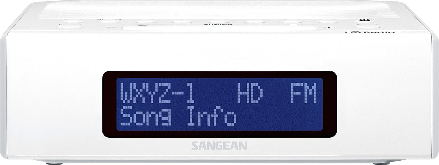 Sangean HDR-15 AM/FM Digital Tuning Clock Radio with USB Phone Charging, White