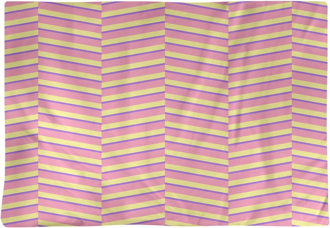 Dana Strider Three Color Fractured Stripes Table Placemat, 18 x 14, Pink Purple & Yellow