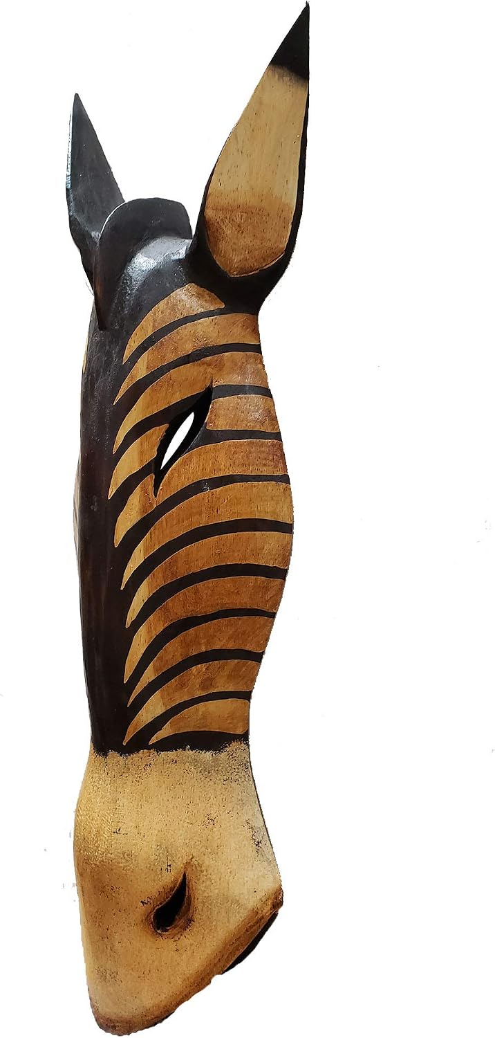 Stoneage Arts Giraffe Zebra Face Mask Wall Hanging Décor Hand Painted Patterns African Safari Decorative Accent A Contemporary Variation An Awesome