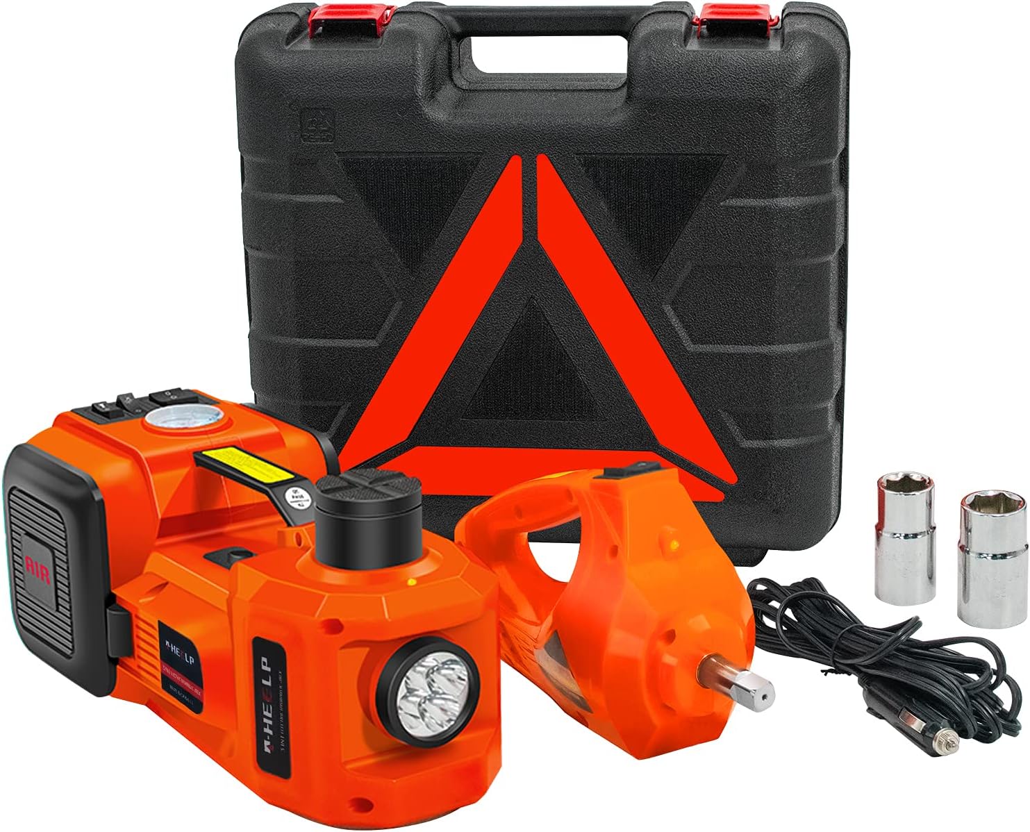 E-HEELP Electric Car Jack Kit 5 Ton 12V with Impact Wrench, 6.1-17.7 in