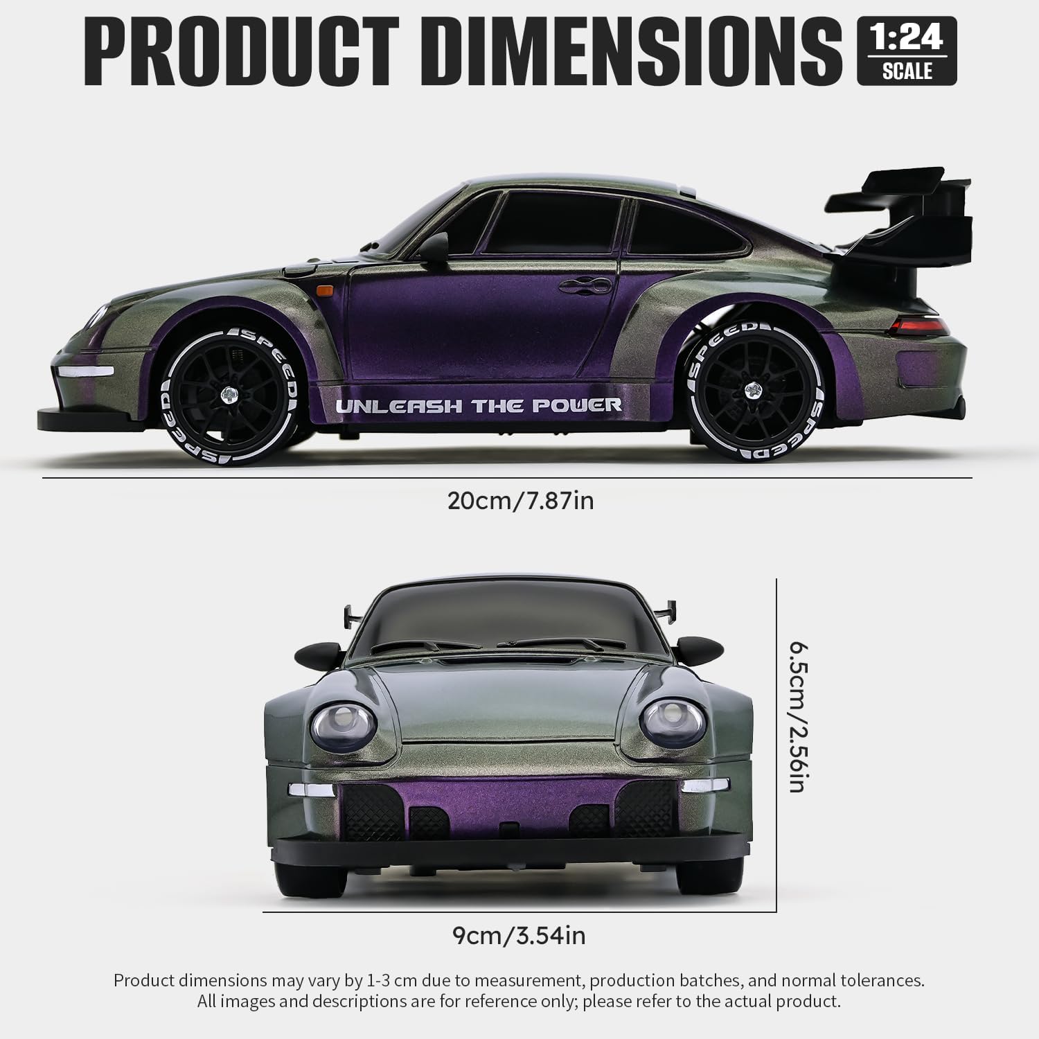RC Drift Car,1:24 Scale Remote Control Car, 2.4GHz 20KM/H 4WD High Speed RC Cars for Kids with LED Light, Two Batteries,Drifting Tires,Racing Vehicle Toy for Adults Boys Girls Gray