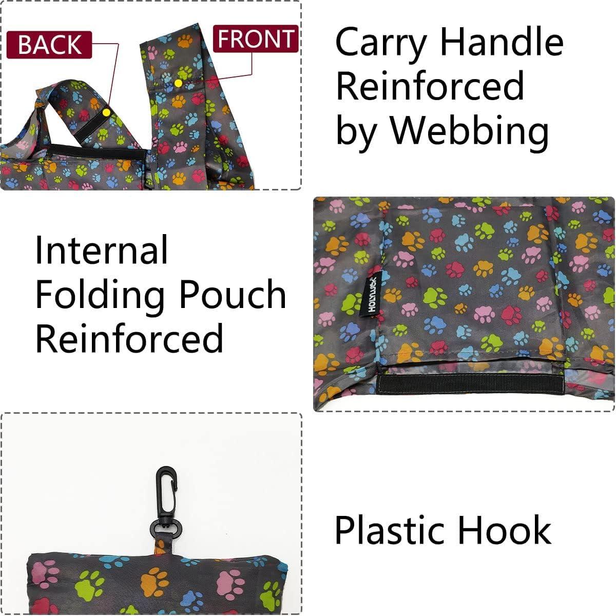 HOLYLUCK Reusable Grocery Bags,Heavy Duty Foldable Shopping Tote Bag (Standard, 3 Blue Geometric Flowers)
