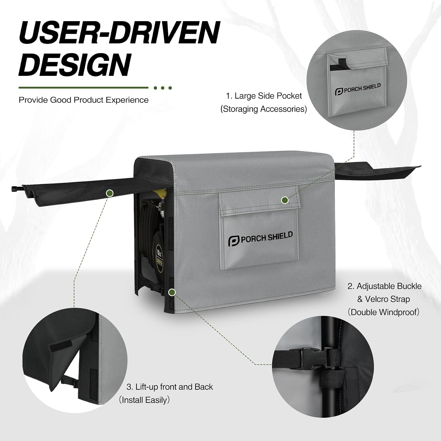 Porch Shield Waterproof Universal Generator Cover 32 x 24 x 24 inch - for Most Generators 5000-10000 Watt, Black