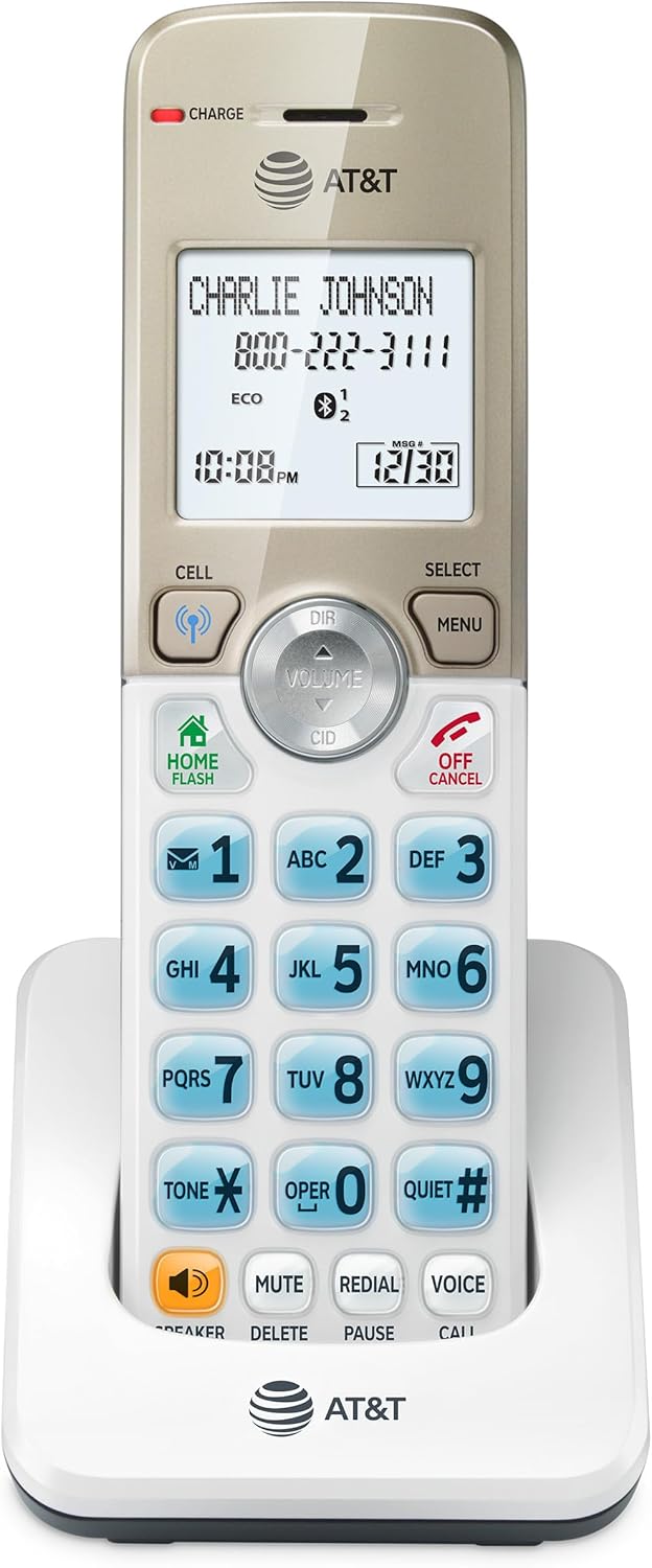 AT&T DL72219 DECT 6.0 2-Handset Cordless Phone for Home with Connect to Cell, Call Blocking, 1.8" Backlit Screen, Big Buttons, intercom