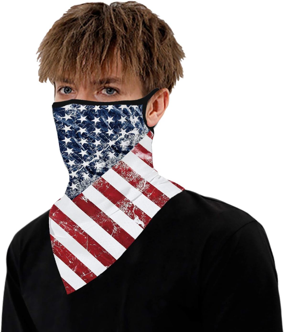 YAYOUREL Neck Gaiter Face Mask Bandanas for Men Women UV Face Scarf Cover Ear Loop Hole Facemask for Fishing Running Cycling
