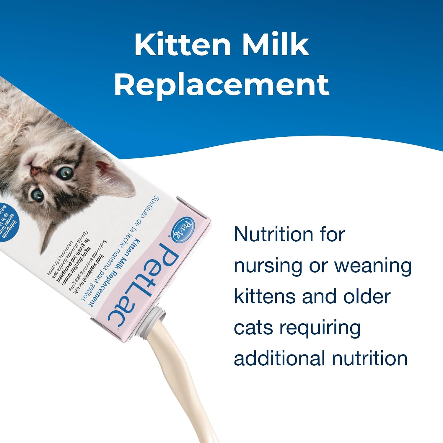 Pet-Ag PetLac Liquid for Kittens - 32 oz - Ready-to-Feed Milk Replacement for Kittens Newborn to Six Weeks Old - Easy to Digest