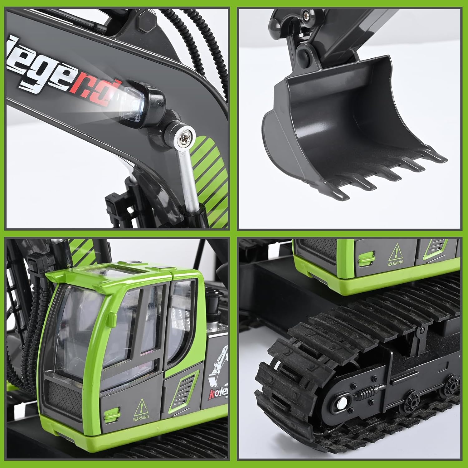 kolegend 1:18 Scale RC Excavator Toy with Metal Shovel, 11 Channels Remote Control Construction Truck