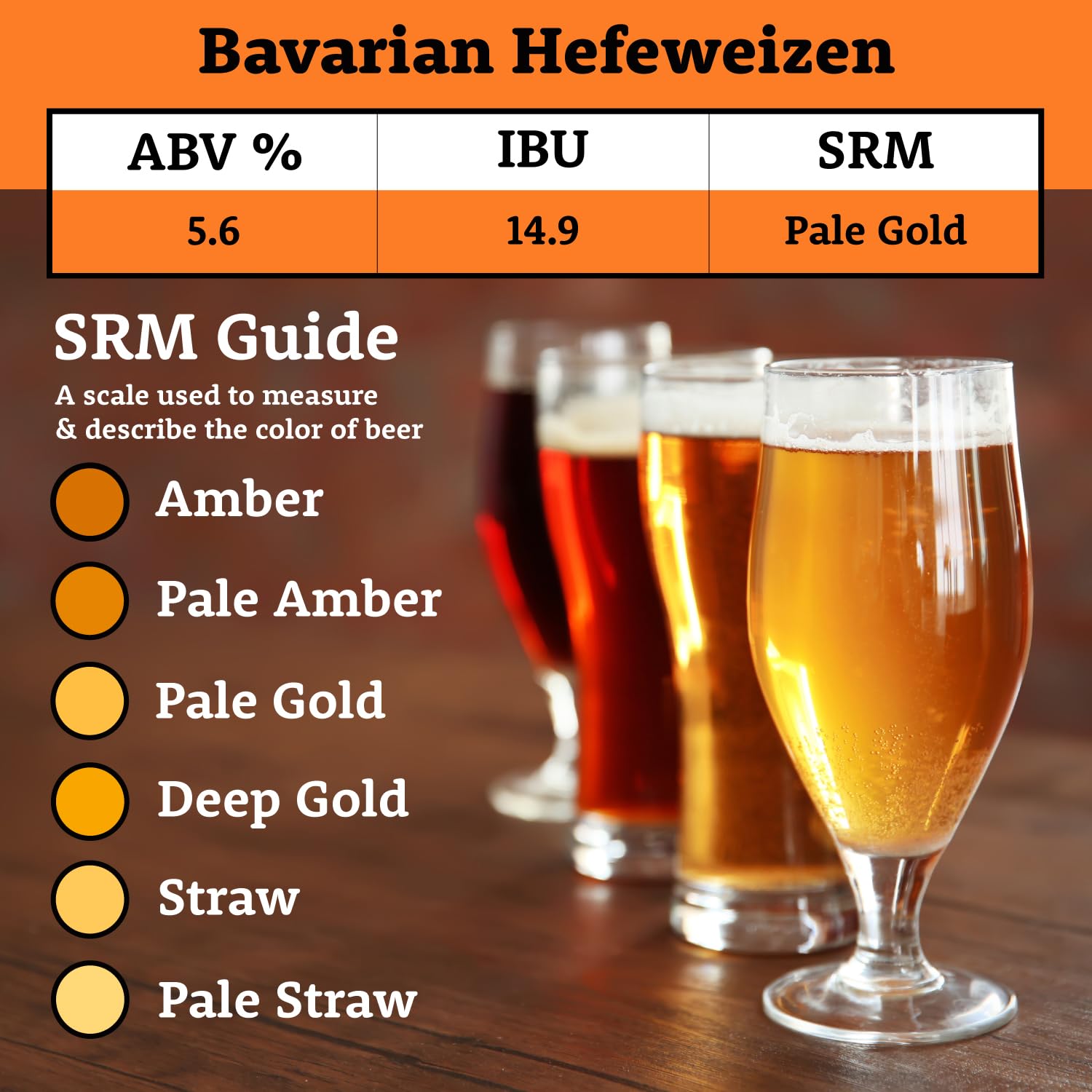 My Brew Supply Orange Wheat Beer Extract Kit | Bavarian Wheat Dry Malt Extract | Golden Light Dry Malt Extract | Caramel Malt | Flaked Wheat Grains