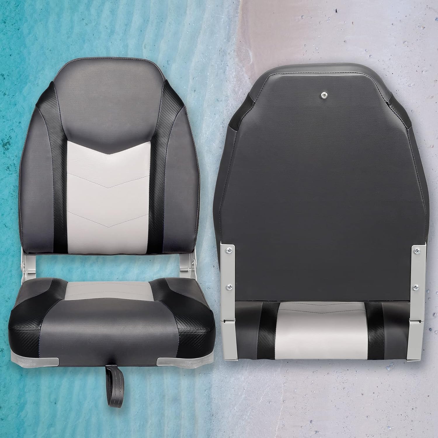 Leader Accessories Low/High Back Folding Fishing Marine Boat Seat 2 Pack