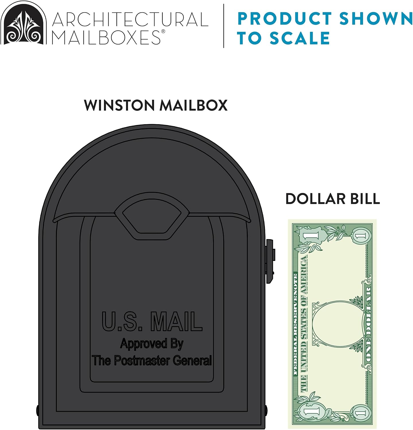 Architectural Mailboxes 8830B-10 Winston Nickel Flag Post Mount Mailbox, Medium, Black | Galvanized steel build for outside with weather-resistant build and rust-resistant powder-coat finish. USPS approved.