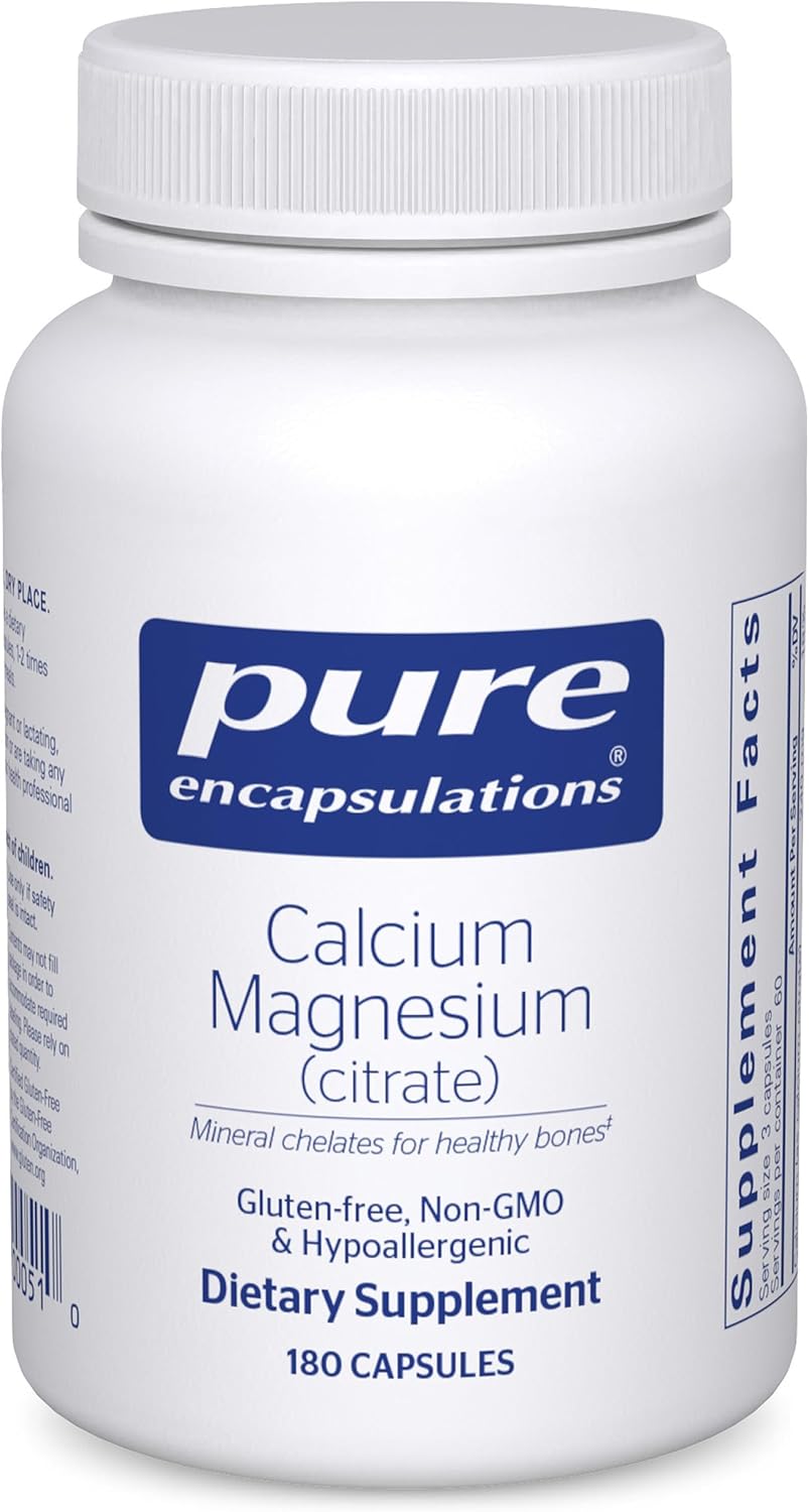 Pure Encapsulations Calcium Magnesium (Citrate) - 240 g Calcium & 240 g Magnesium - Bone Health Support* - Non-GMO & Vegan - 180 Capsules | 240 g Calcium and 240 g Magnesium, Bone Health Support*, Non-GMO and Vegan, Bone Health Support*