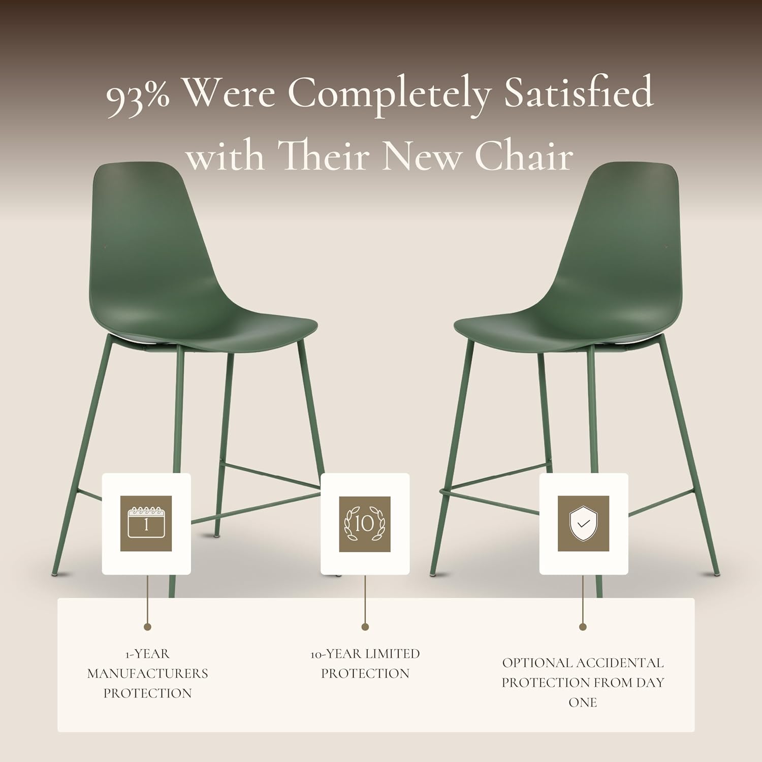 Poly & BARK Isla Modern Kitchen Chairs Set of 4 - Plastic Dining Chair with Metal Legs - Quick Assembly Simple Cafe Chairs Plastic for Indoor or