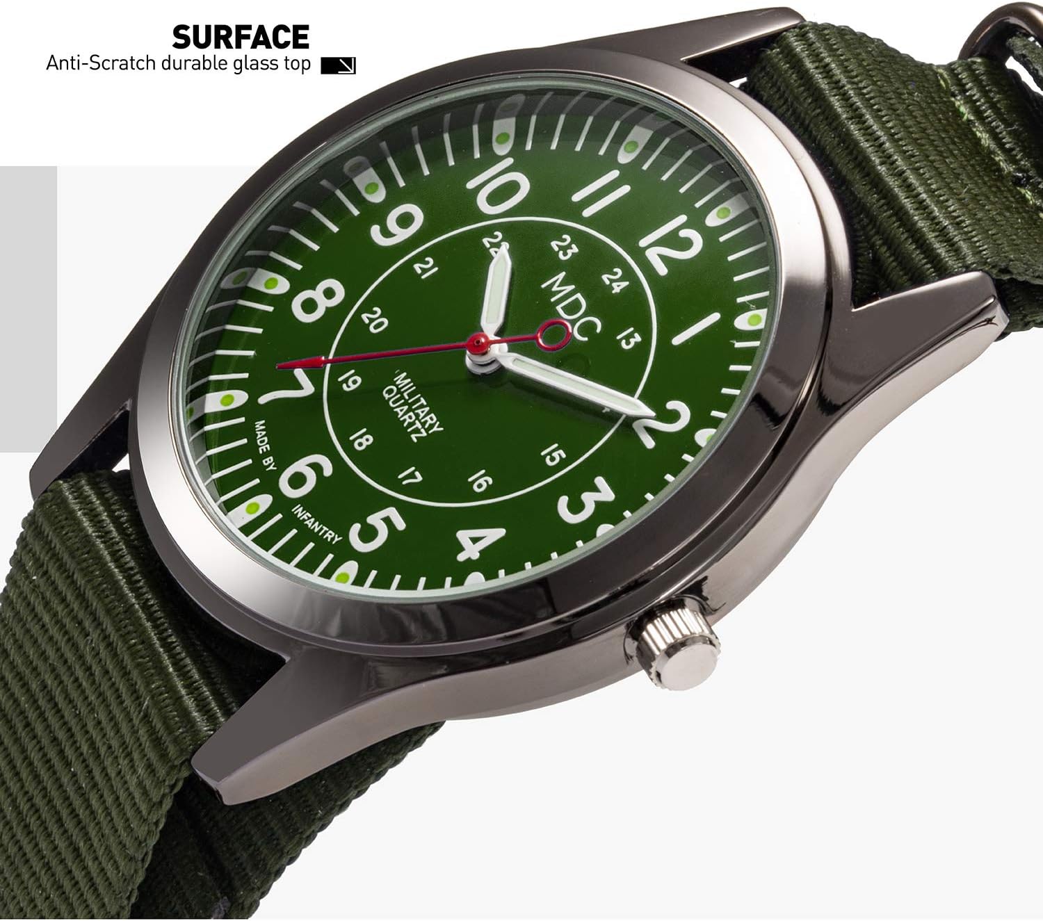 Infantry MDC Mens Military Field Watch, Japanese Quartz, Slip-Thru Nylon