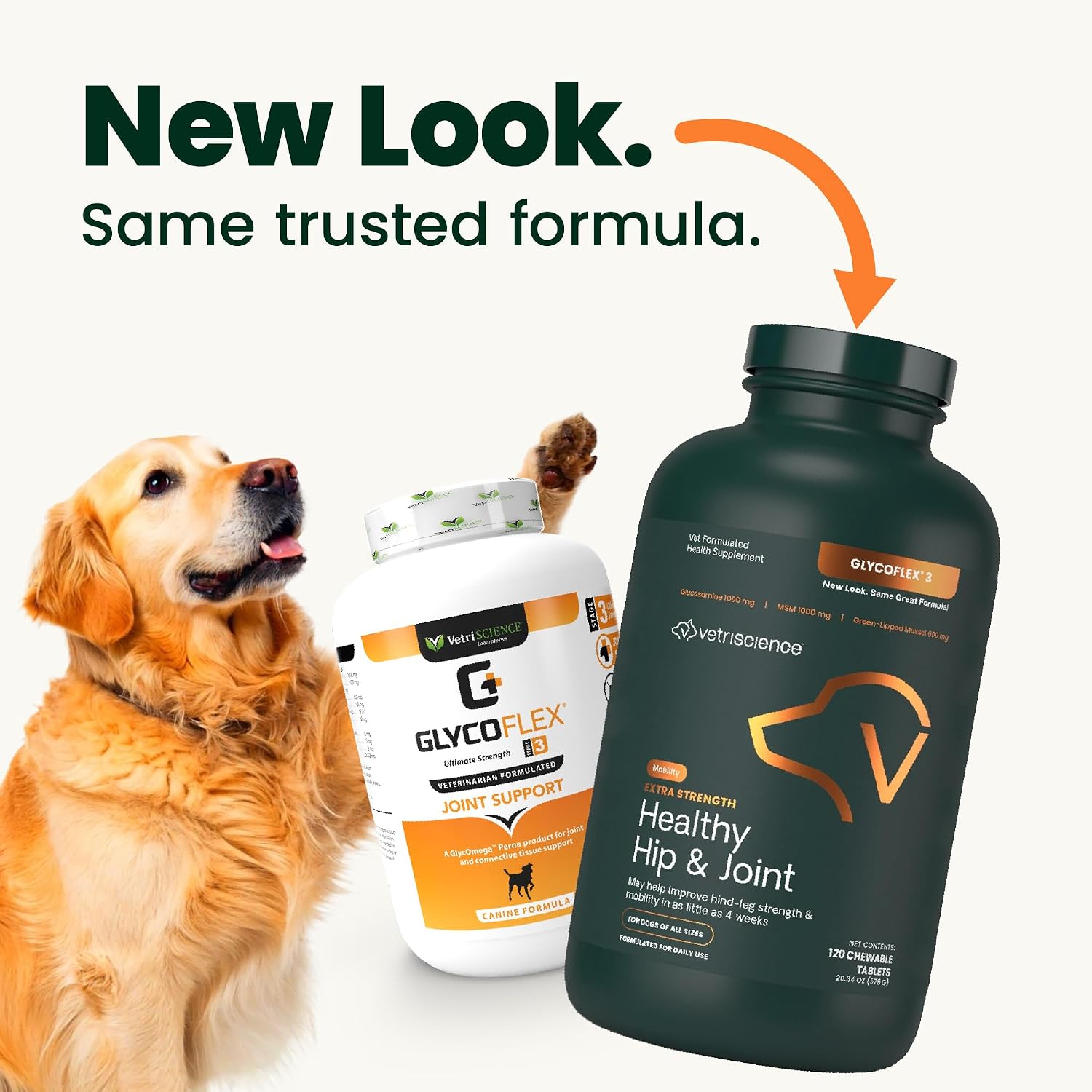 VetriScience Glycoflex 3 Clinically Proven Hip and Joint Supplement for Dogs - Maximum Strength Dog Supplement with Glucosamine, MSM, Green Lipped Mussel & DMG - 120 Count