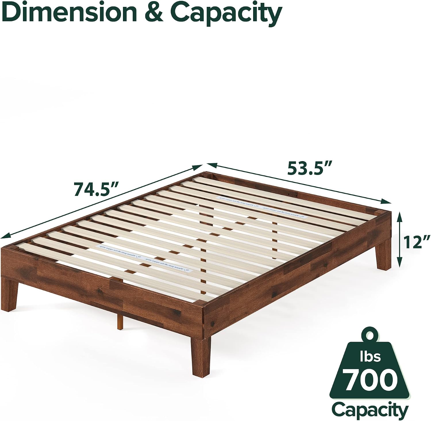 ZINUS Vivek Deluxe Wood Platform Bed Frame with Headboard, Wood Slat Support, No Box Spring Needed, Easy Assembly, Queen | Slatted Headboard, Wood Slat Support, No Box Spring Needed, Contemporary Design, Easy Assembly