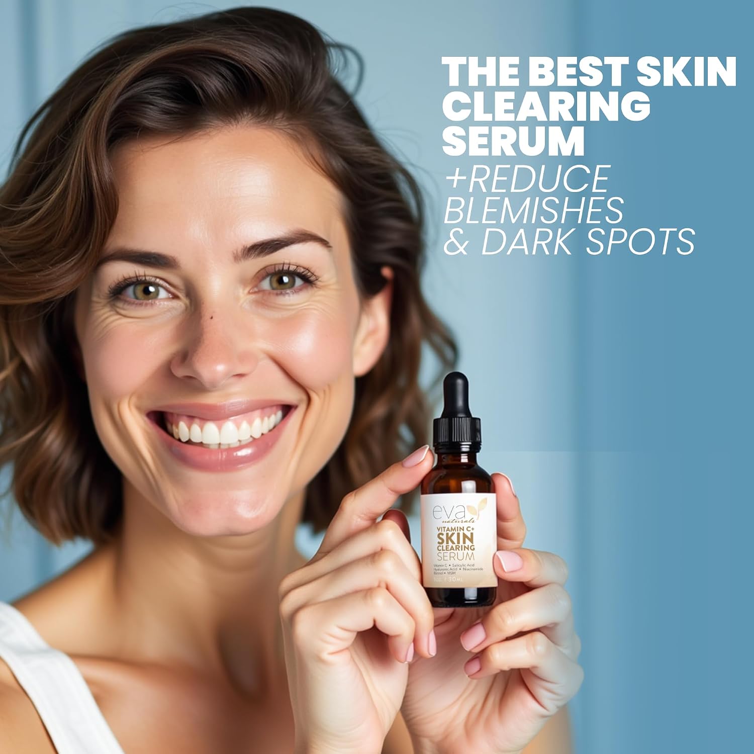Eva Naturals Vitamin C Serum, Retinol, Niacinamide & Salicylic Acid, 1 oz | Hyaluronic acid, dark spots, brightening, dark spot remover & corrector, anti-aging