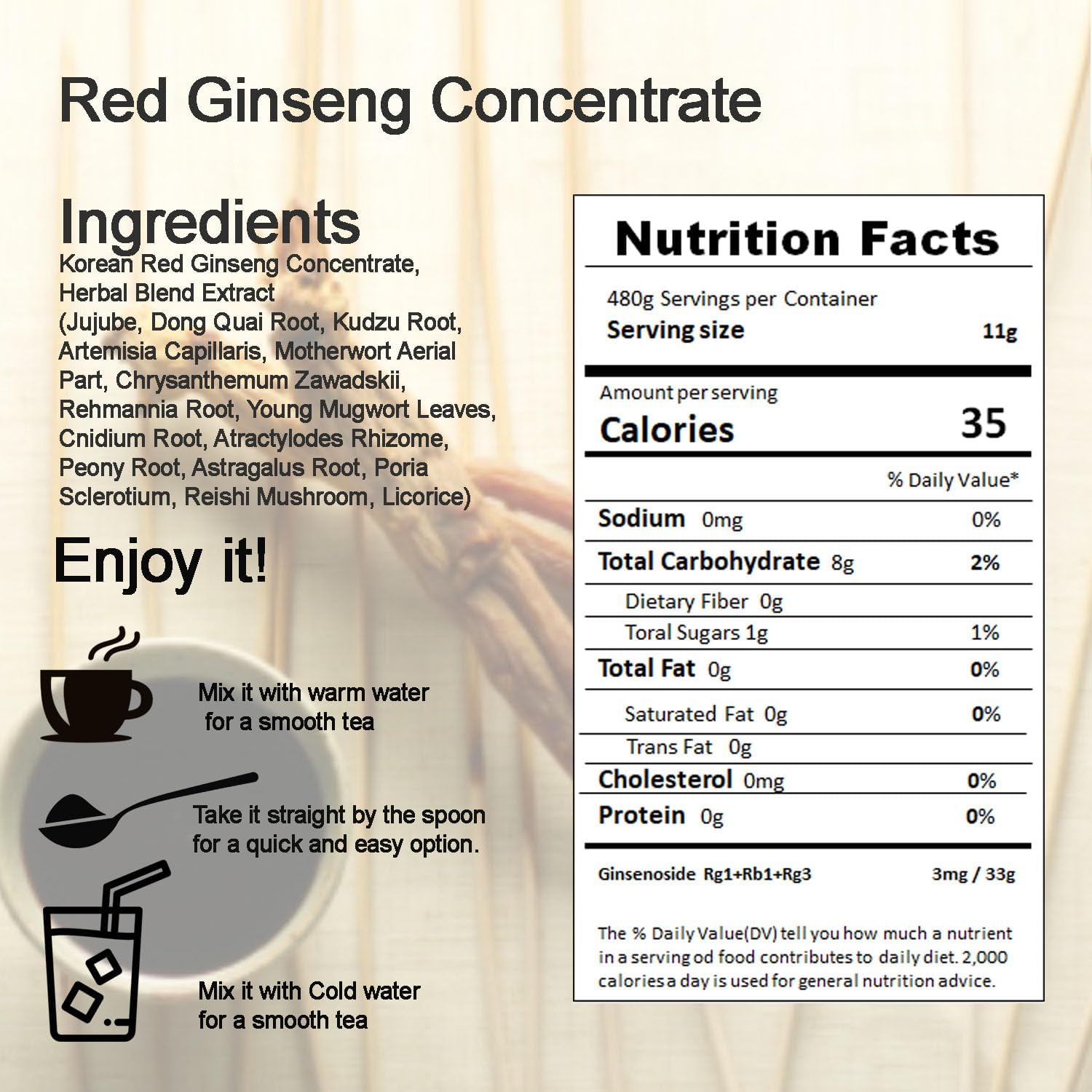 HongSamJeong, Korean 6years Root Red Ginseng Gold Extract, Saponin, Panax, 8.5 Ounce (Pack of 2)