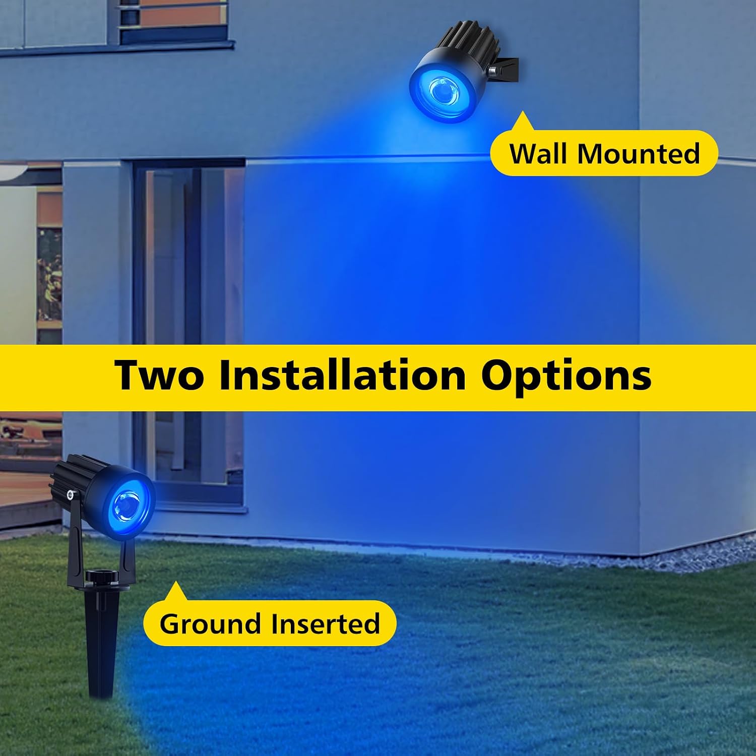 T-SUN Solar Spot Lights Outdoor, Dual Head Solar Spotlights, Cool White | IP65 Waterproof, 2 Brightness Modes, Dusk to Dawn Solar Uplights for Garden, Yard, Pathway, Patio, Lawn
