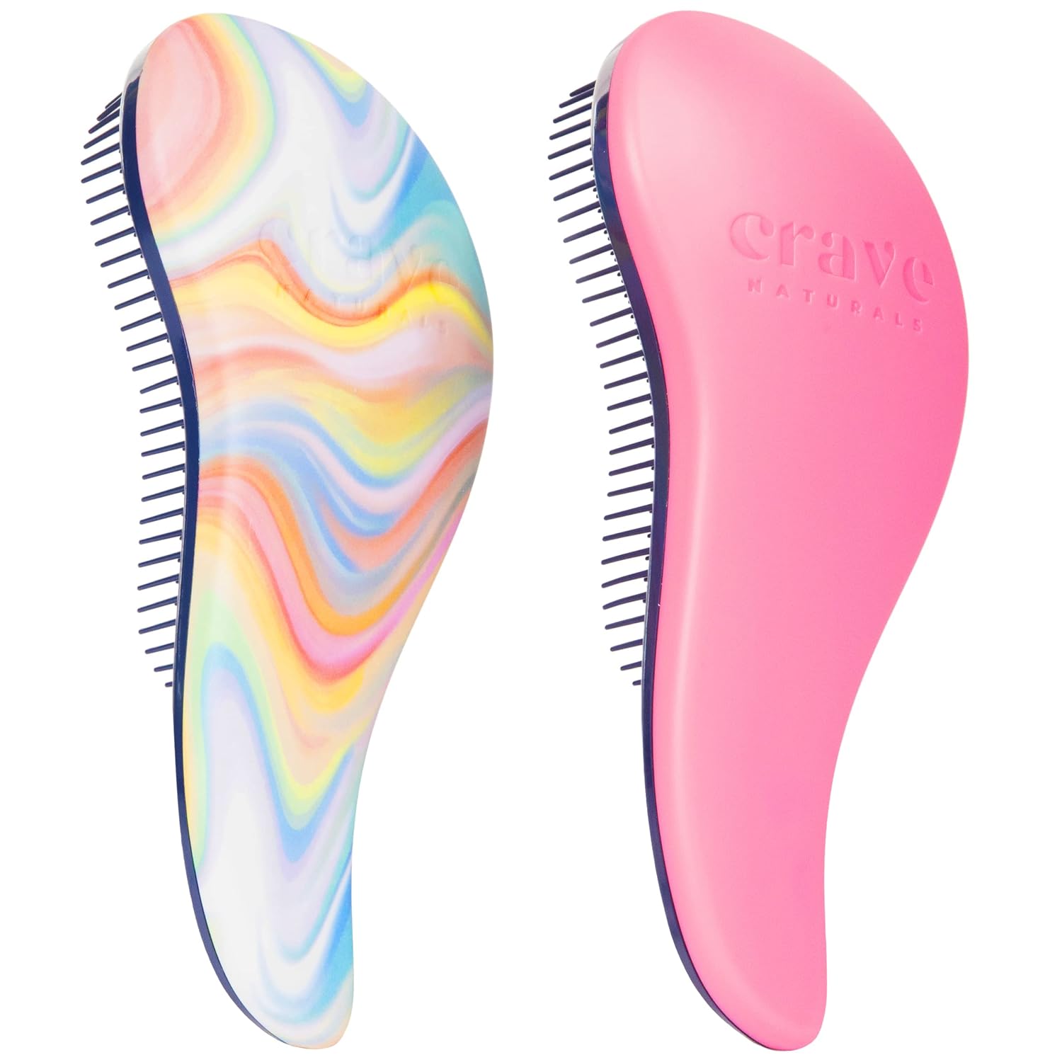 Crave Naturals Glide Thru Hair Brush - Detangler Brush for Curly, Straight, Wet or Dry Hair - Gentle Detangling Brushes for Adults, Kids, Toddlers - Hair Accessories for Women, 7.5x3" - Pink