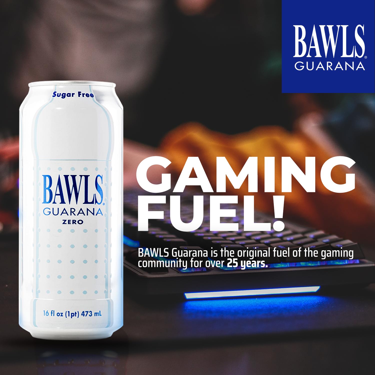BAWLS Guarana Zero - High Energy Caffeinated Soda, 16oz 12 Pack Cans