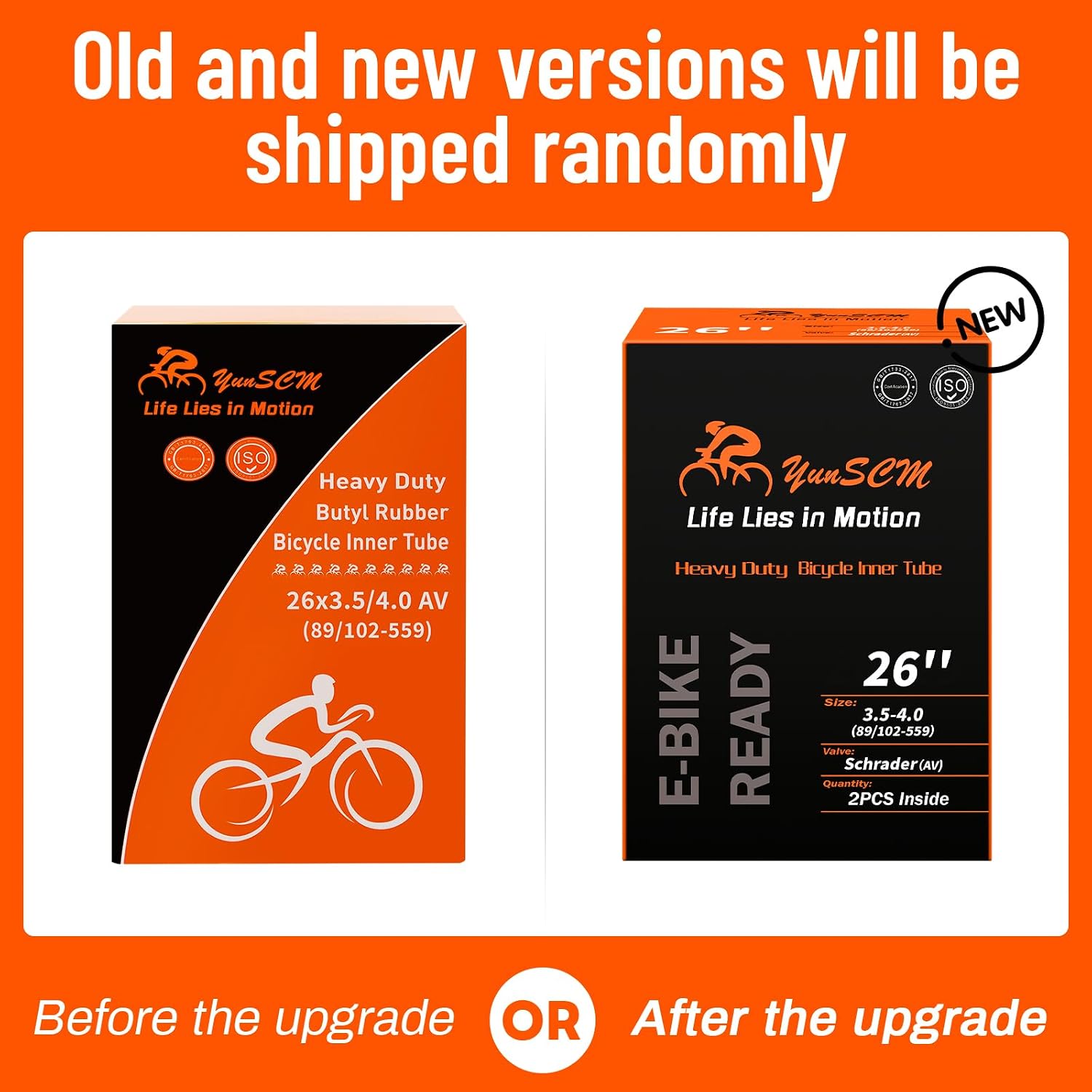 2-PCS 26 x 4.0 Regular/Heavy Duty E-Bike Tubes Schrader Valve 26x4.0 AV32MM 26x4 Fat Bicycle Tubes Compatible with 26X4 Electric Bike/MTB Bicycle