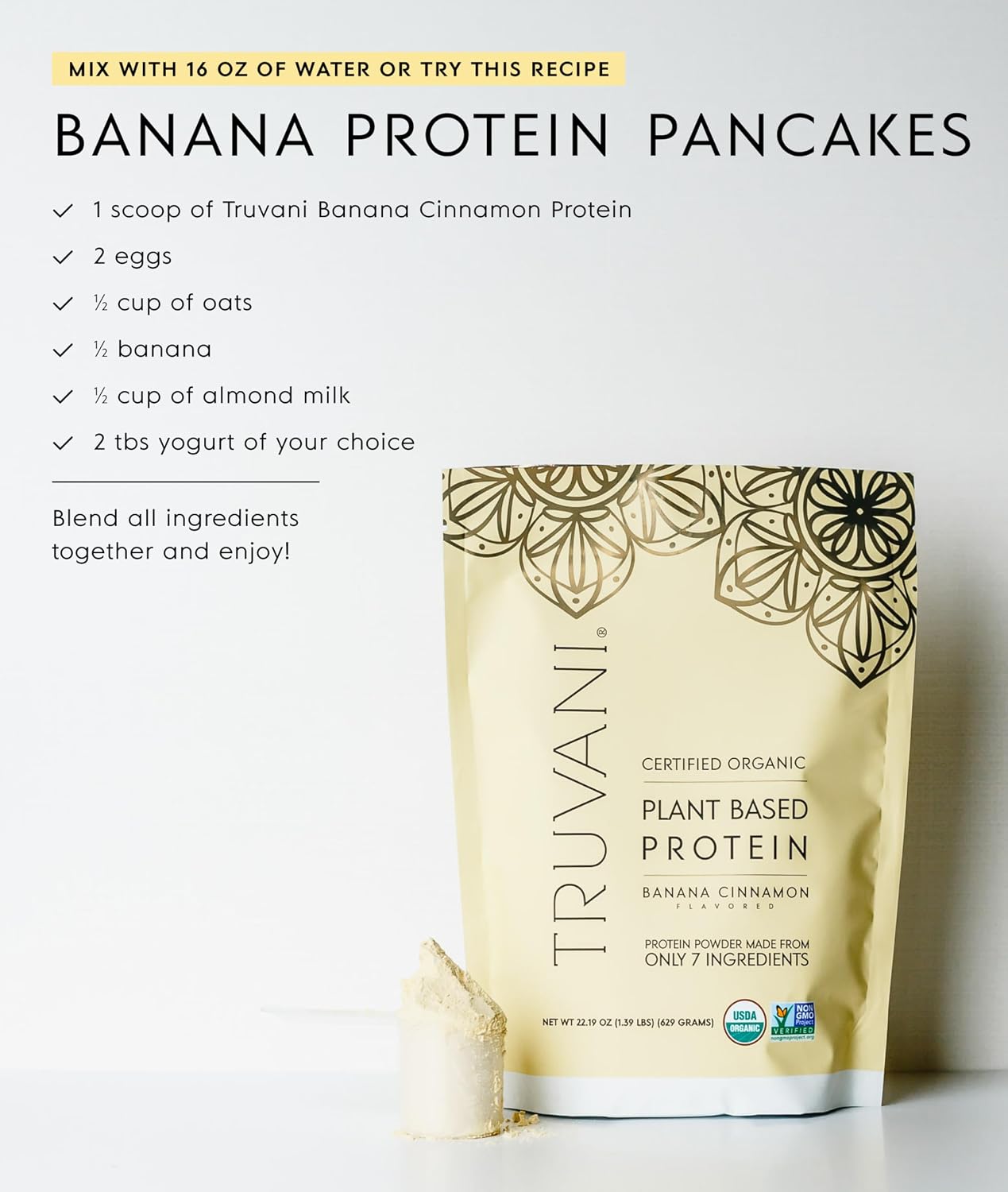 Truvani Organic Plant Based Protein Powder | Chocolate Peanut Butter