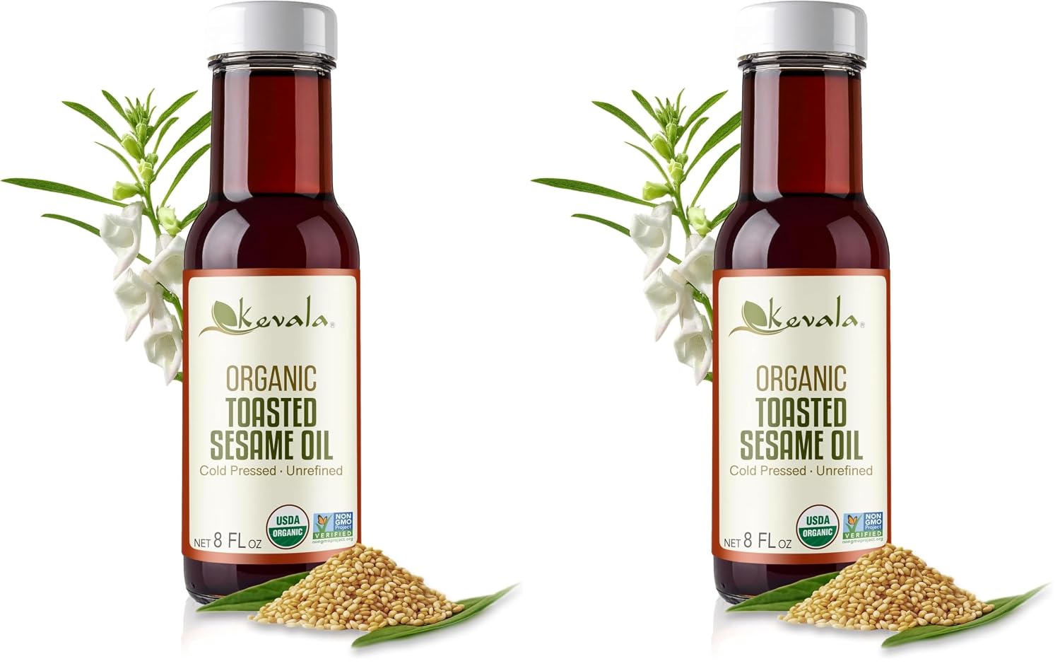Kevala Organic Toasted Sesame Oil - 1 gal, Made with Organic Sesame Seeds | Medium Smoke Point Suitable for Light Roasting and Stir-Frying, Kitchen Pantry Essential Vegetable Oil, Salad Dressing Base