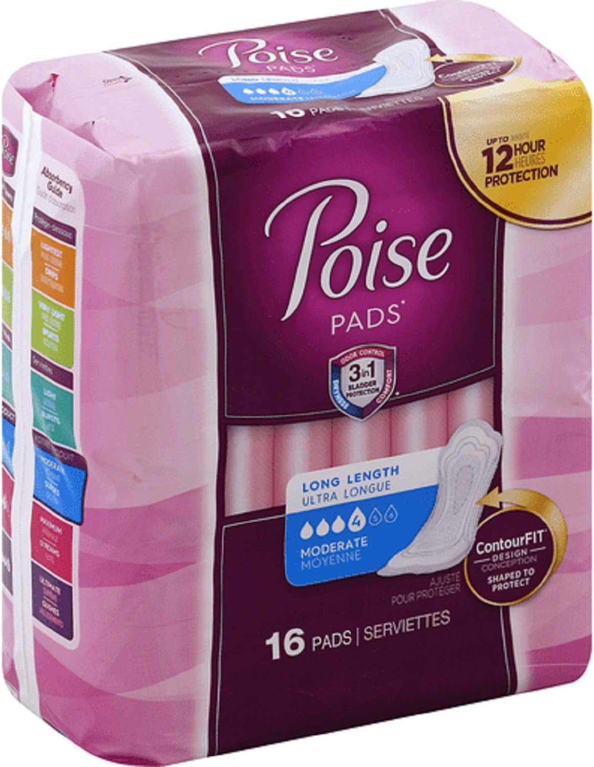 Poise Pads, Moderate Absorbency - Long, Pk/16