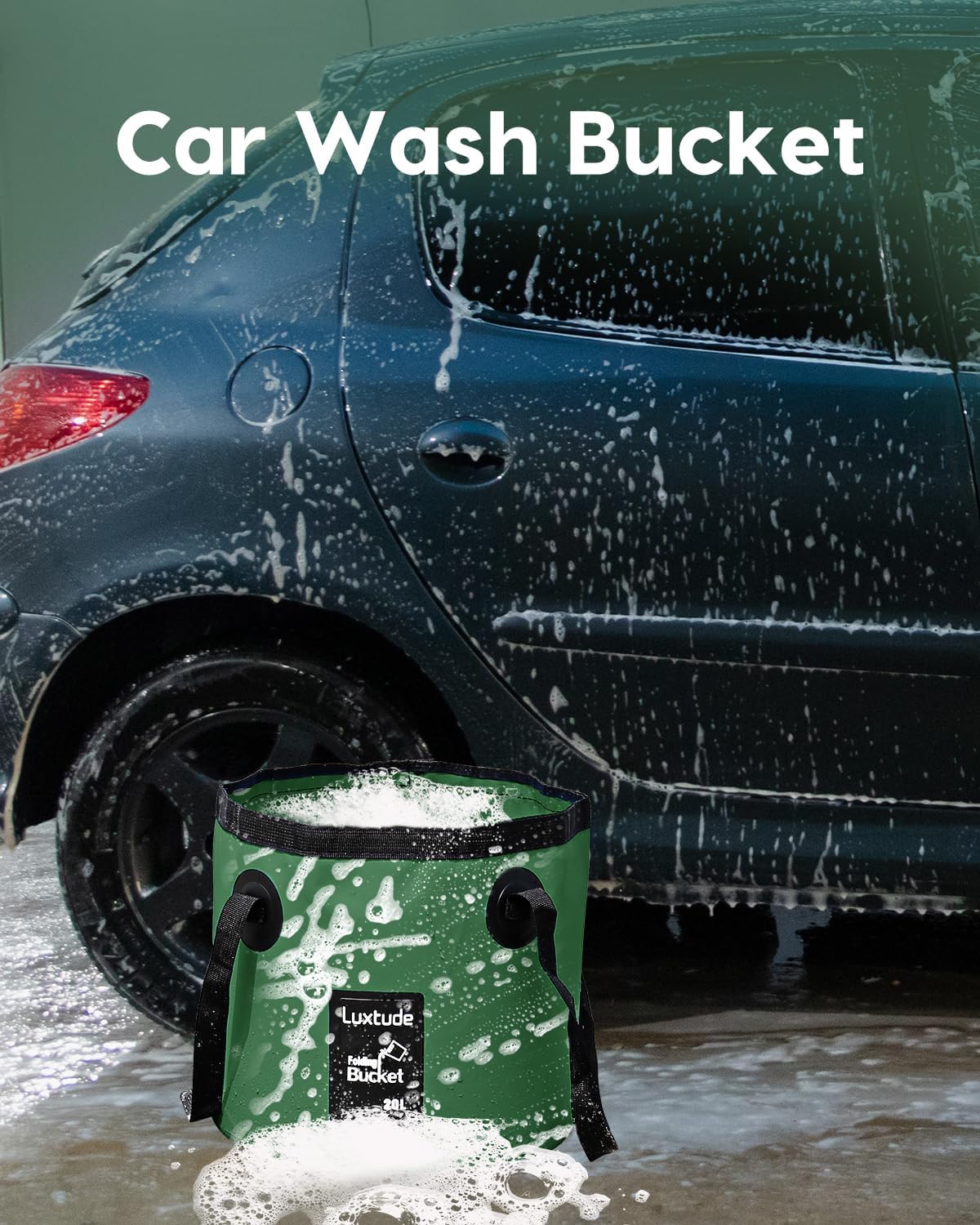 Luxtude Collapsible Bucket with Handle, Portable 5 Gallon Bucket for Camping, Fishing, Beach, Gardening, RV & Outdoor Emergency