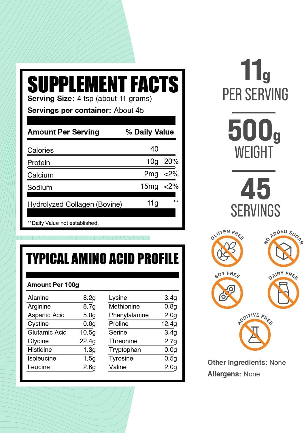 BulkSupplements.com Collagen Peptides Powder - Bovine Collagen Powder, Powdered Collagen Supplement - Hydrolyzed & Gluten Free, 11g per Serving, 1kg (2.2 lbs) (Pack of 1)