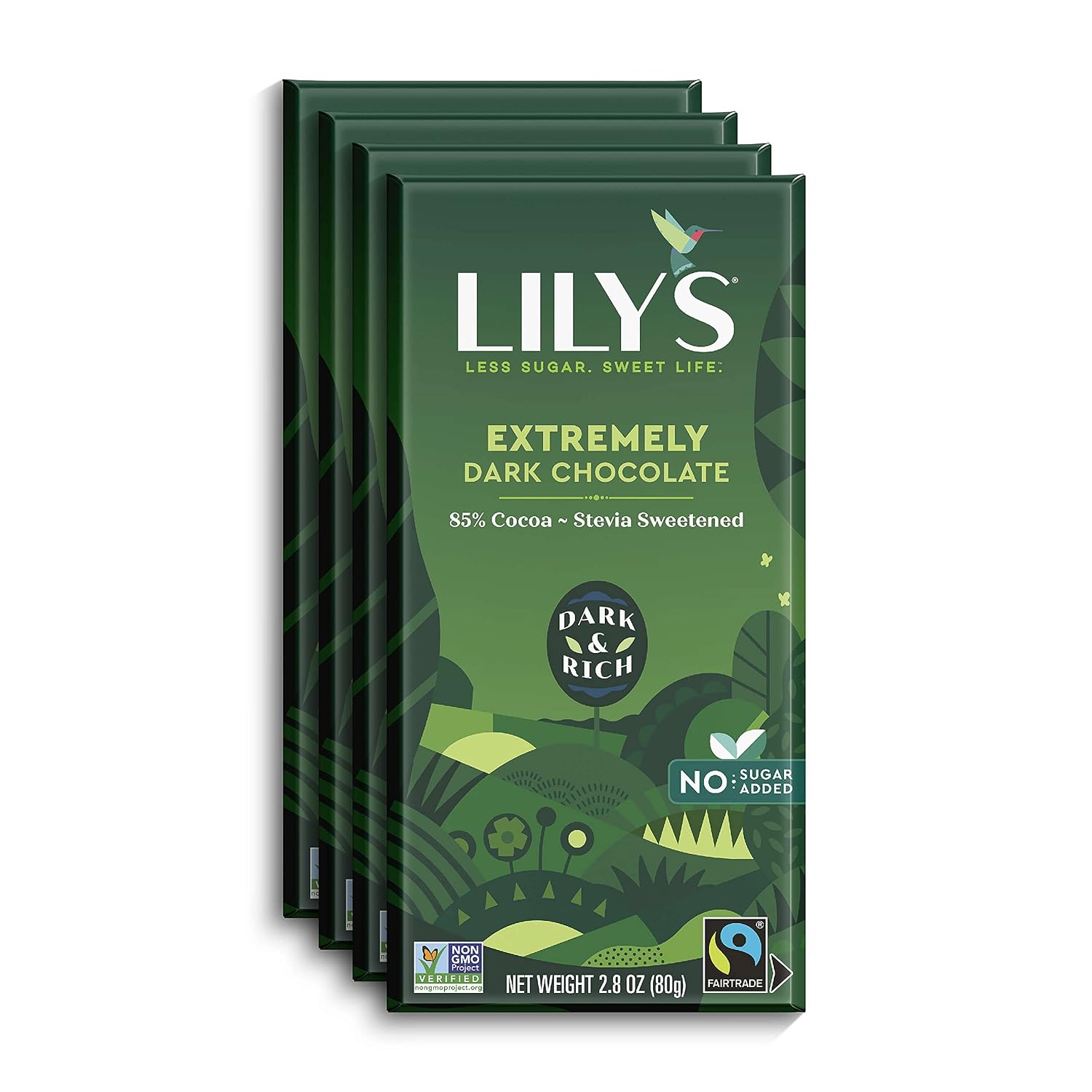 Extremely Dark chocolate Bar by Lily's | Stevia Sweetened, No Added Sugar, Low-Carb, Keto Friendly | 85% Cocoa | Fair Trade