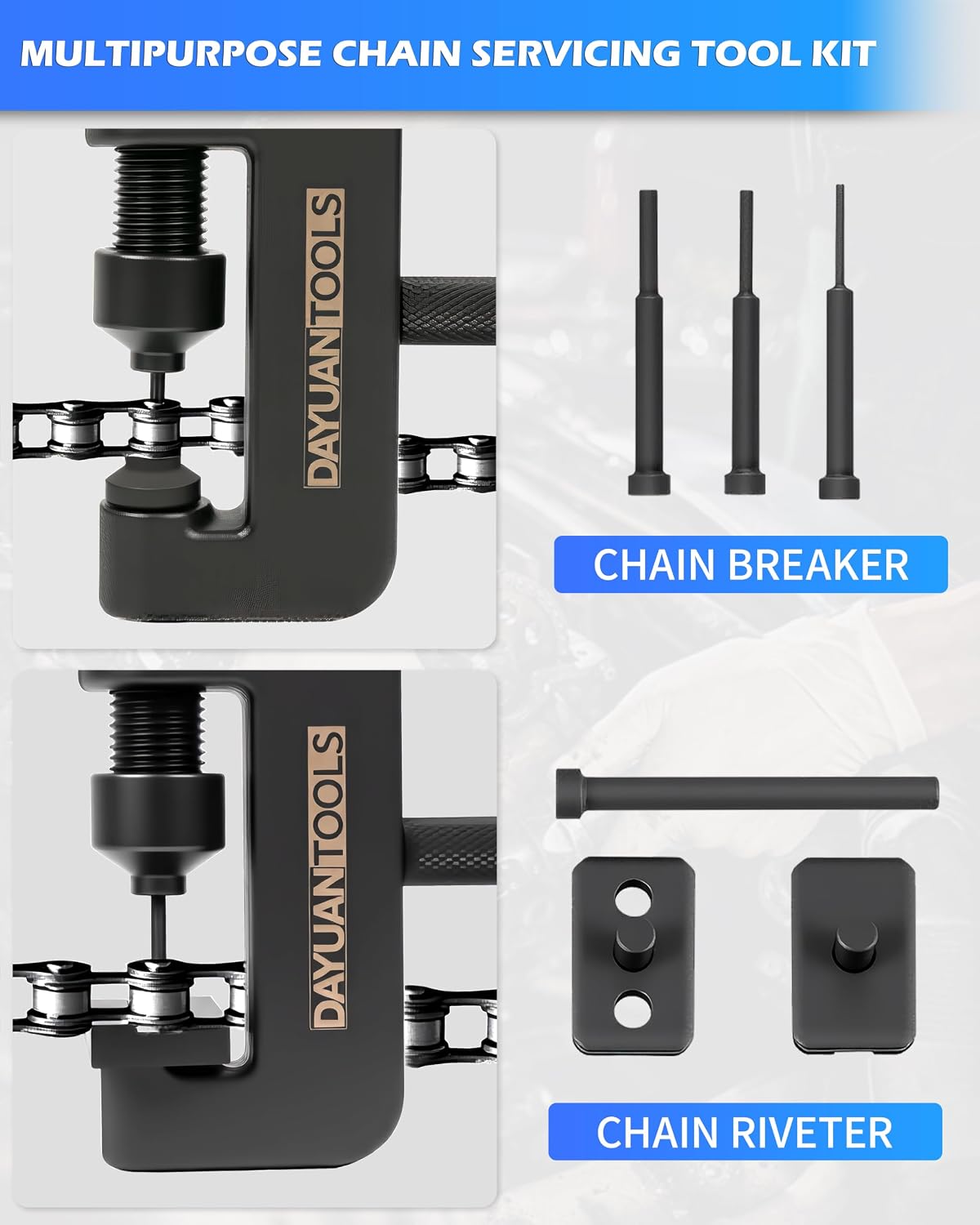 DAYUAN Motorcycle Chain Breaker Set, Chain Cutter and Riveter Kit, Red Case