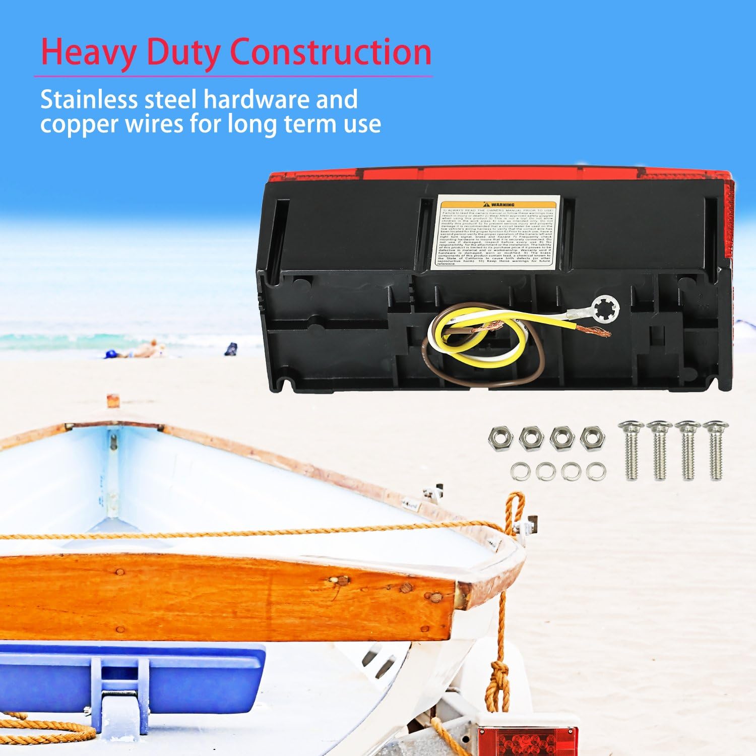 Wellmax LED Boat Trailer Lights, Submersible Marine Waterproof Tail Lights | 12V Tail & Turn Signal, DOT Compliant, Sealed Acrylic Lens