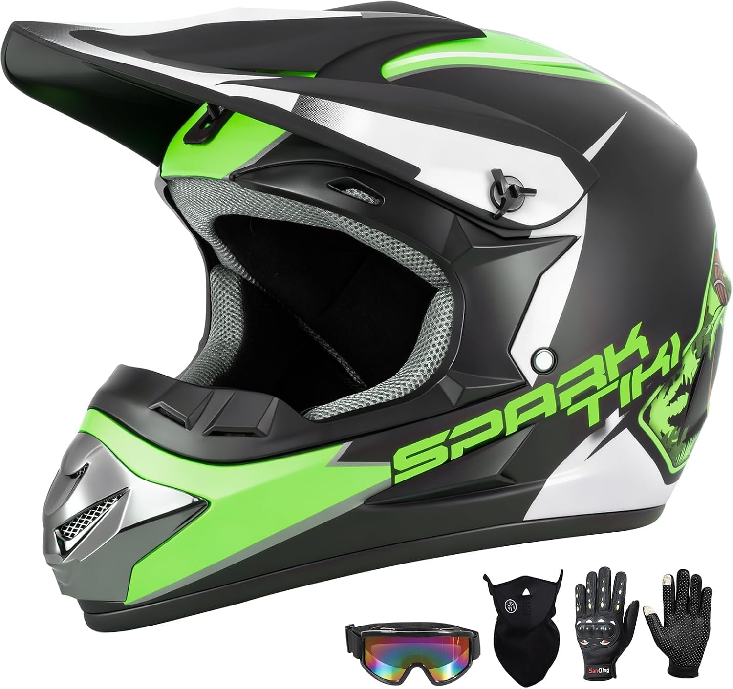 Youth Kids Dirt Bike Motocross Helmet DOT Approved Cool Tiki Graphic