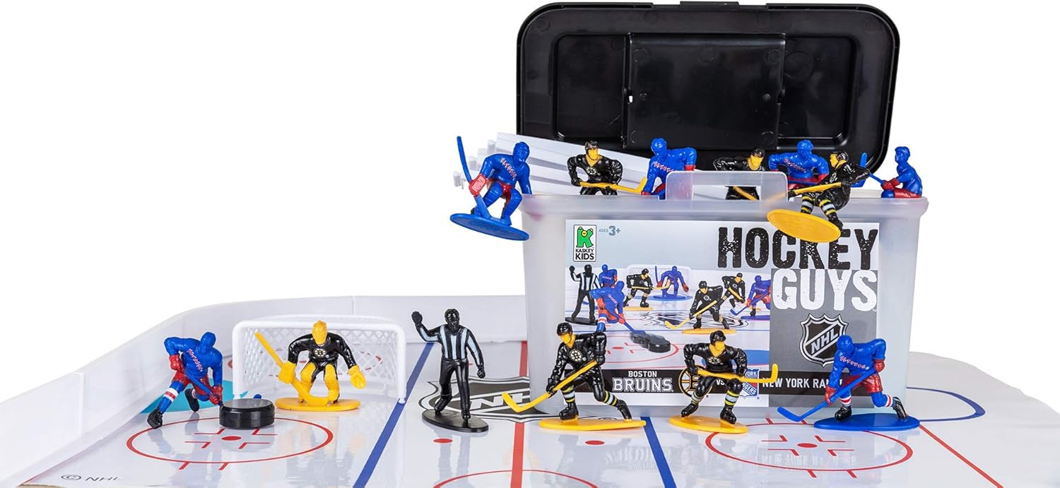 Kaskey Kids NHL Hockey Guys, Rangers vs. Bruins, 27 Pieces in Each Set, Includes 2 Teams, Accessories, and Travel Storage Case
