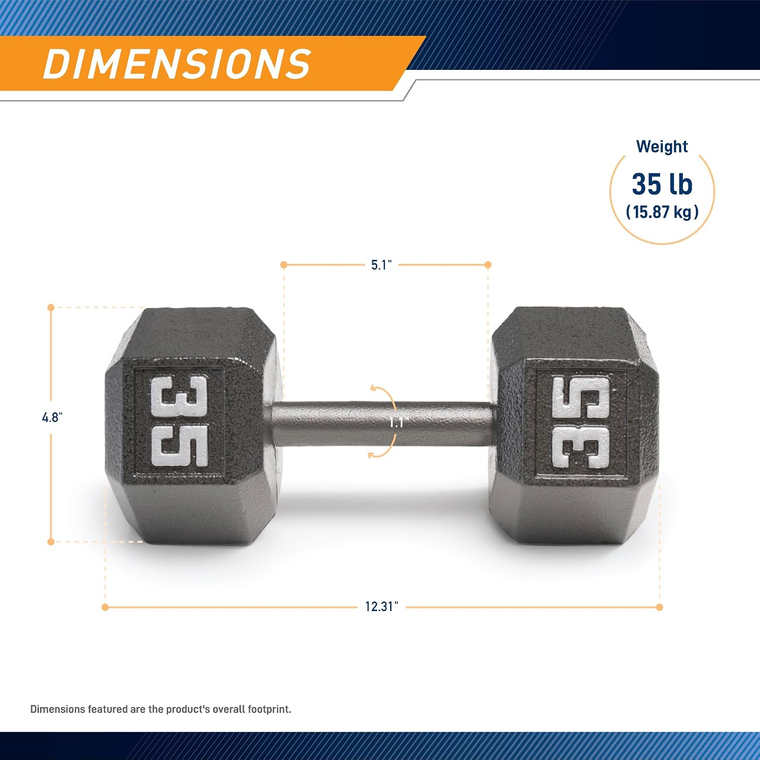 Marcy Cast Iron Hex Dumbbells Collection - Available size from 3-lb to 100-lb, SOLD INDIVIDUALLY