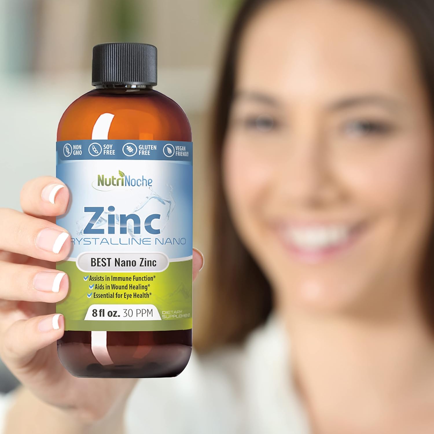 Liquid Zinc Supplement by Nutrinoche: Organic Liquid Drops - Ionic Zinc and Picolinate Alternative - 99.99% Ultra Pure Crystalline Nano Particles