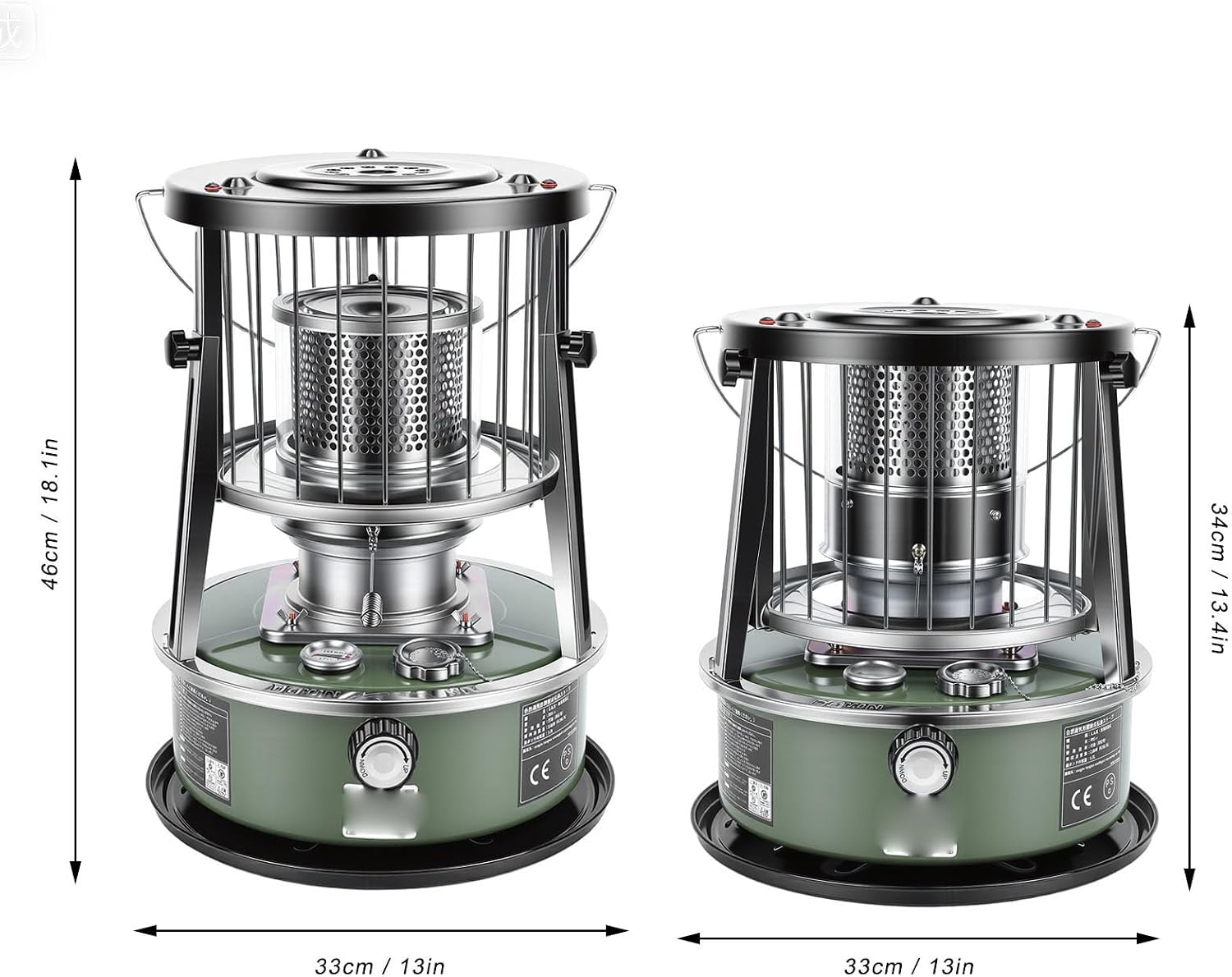 Portable Kerosene Heater, Adjustable Height 5.2L 20-25 Hours Heat 2.6KW Output for Garage Camping Emergency, with Safety Net and Accessories