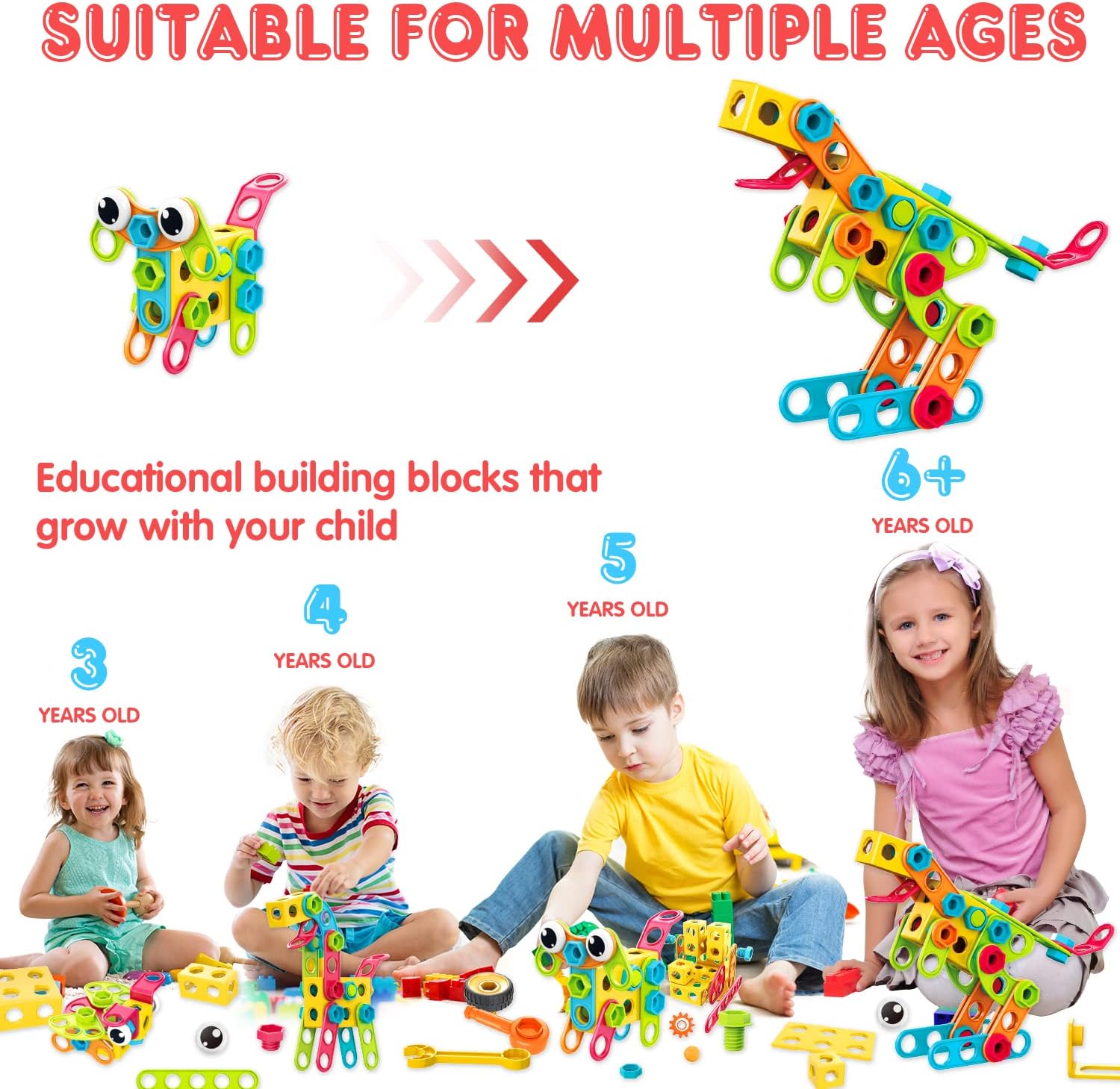 NXONE 195 PCS STEM Toys, Building Sets for Kids 3+
