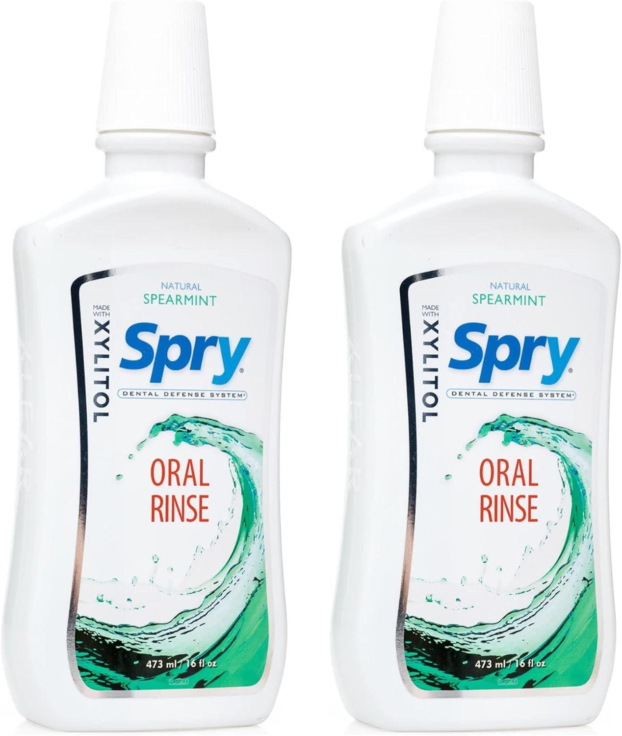 Spry Natural Xylitol Oral Rinse Mouthwash, Spearmint - 16 fl oz (Pack of 1) | Natural, Fluoride Free, Enamel Support, Low Alcohol, Gentle for Sensitive Mouth and Gum, Non-GMO, No Burn