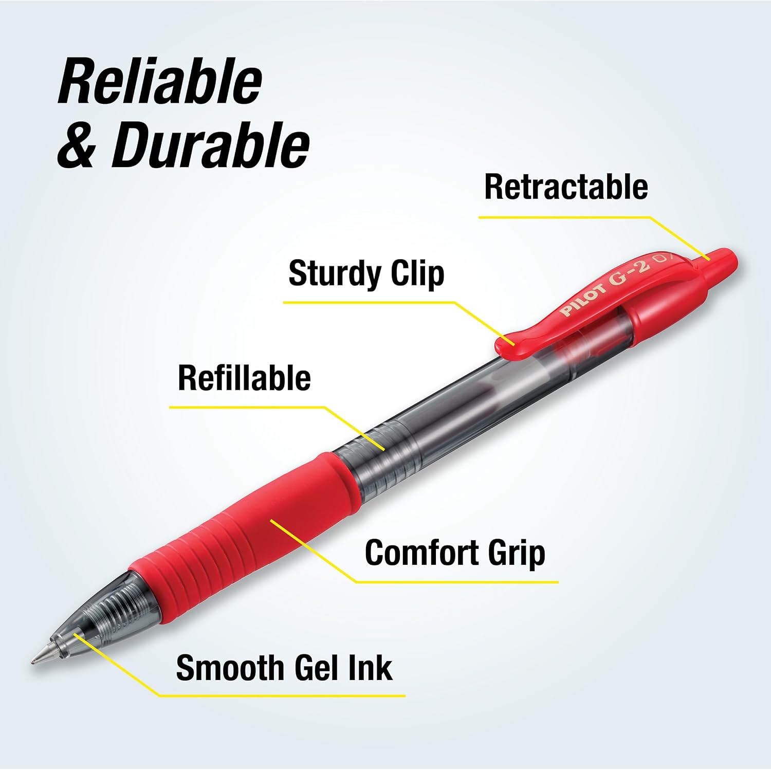 PILOT G2 Pens, 0.7mm, Black Ink, 12-Pack