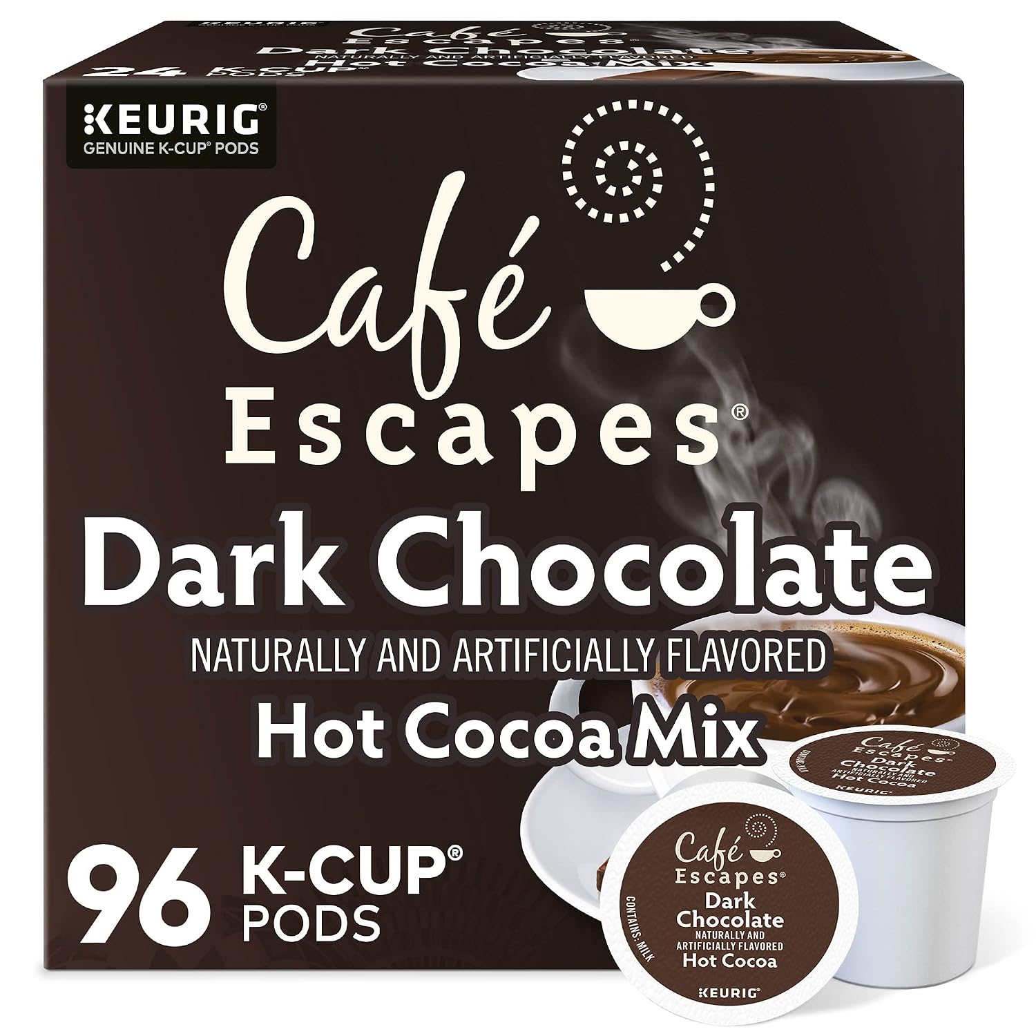 Cafe Escapes Milk Chocolate Hot Cocoa Keurig Single-Serve K-Cup Pods, 96 Count