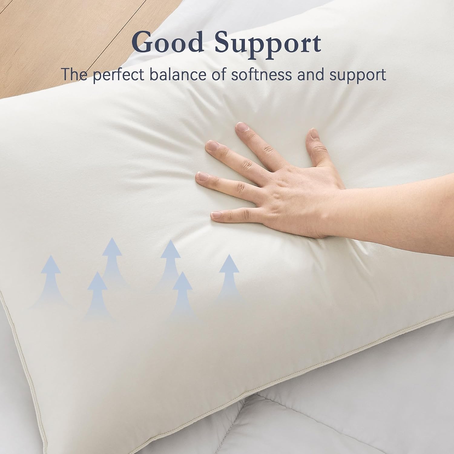 puredown® Goose Feathers and Down White Pillows with 100% Cotton Cover, Bed Sleeping Hotel Collection Pillows Set of 2, Standard Size