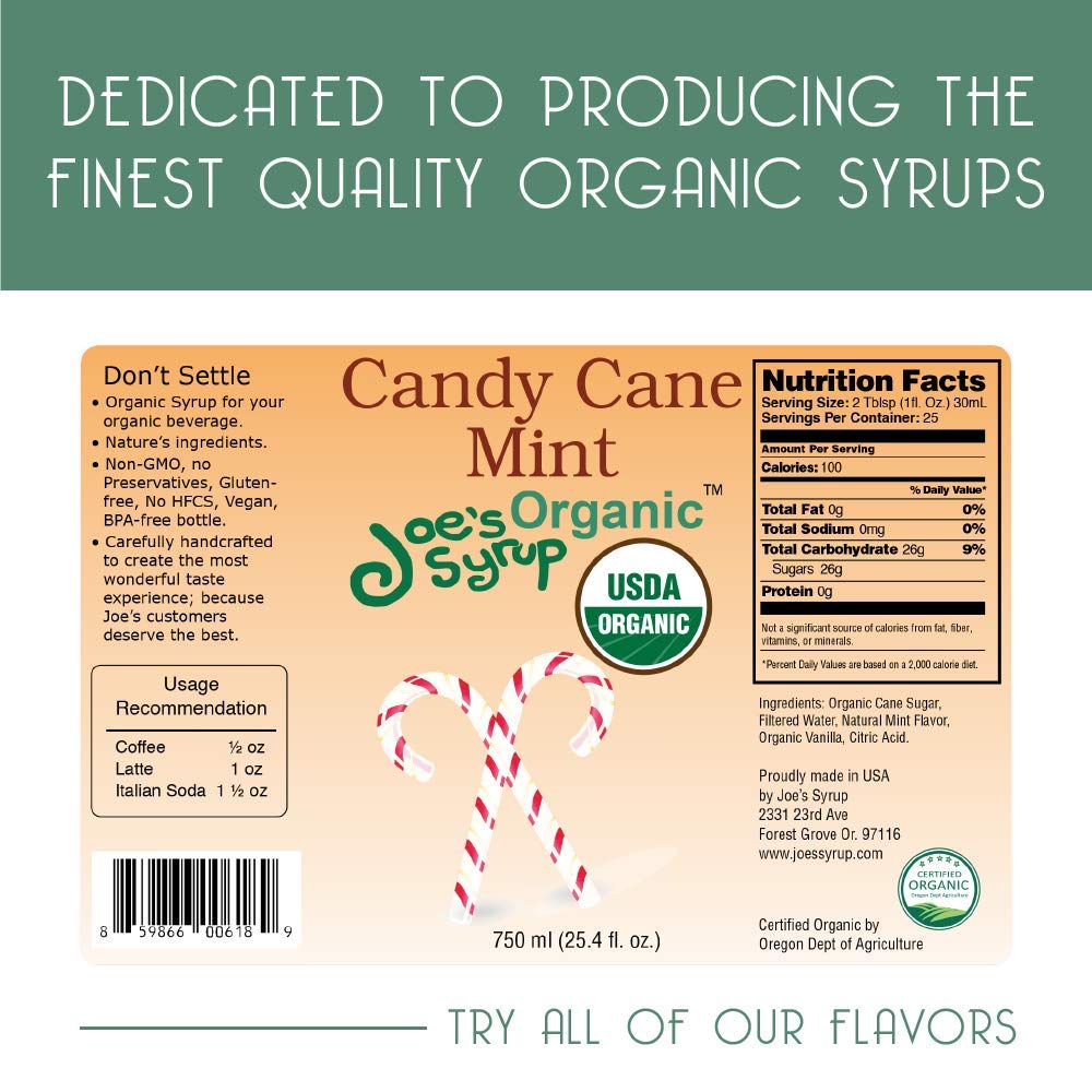 Joe’s Syrup Organic Flavored Syrup, Organic Strawberry, 750 ml | Vegan, gluten-free, Non-GMO, no HFCS; for cocktails & desserts