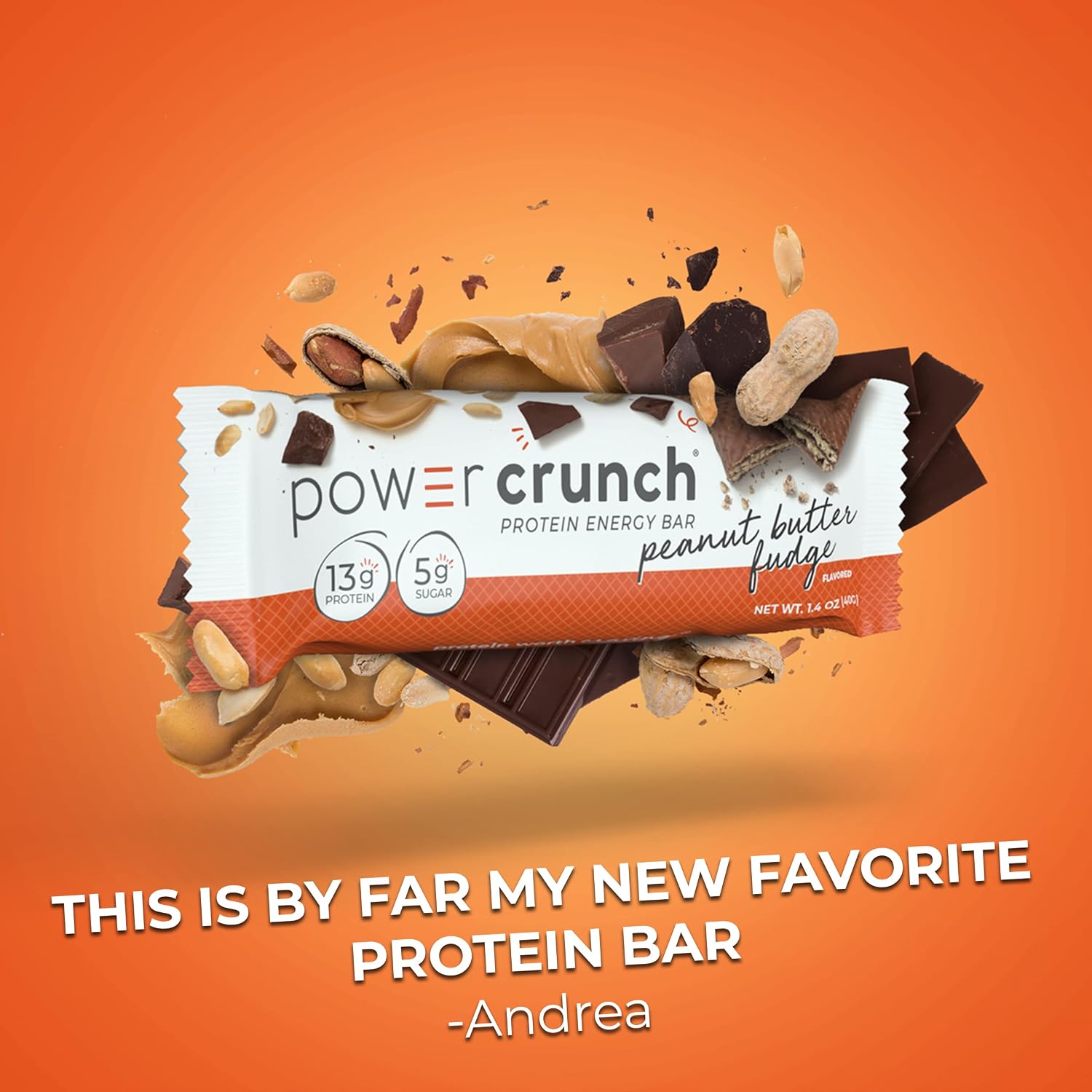 Power Crunch Protein Energy Wafer Bars, Peanut Butter Fudge, 1.4 Ounce (12 Count)