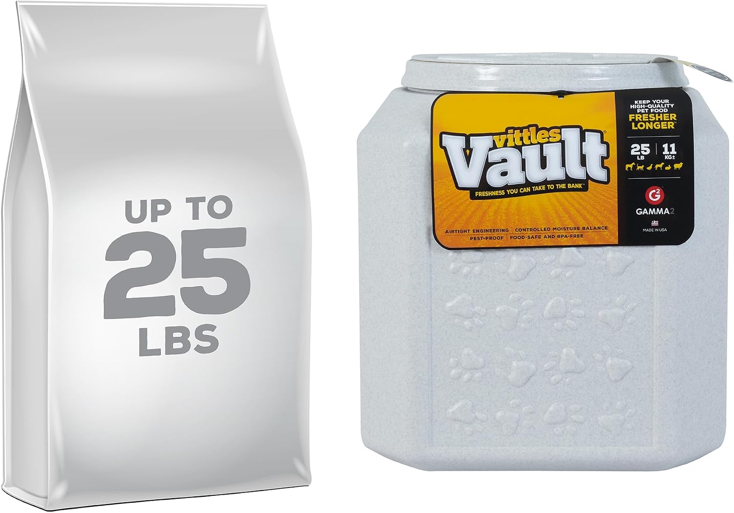 Gamma2 Vittles Vault Pet Food Storage Containers - Sealed Dog and Cat Food Storage Container, Fits up to 25lbs, Made in the USA - [12"L x 13.75"H] | Made in USA, 12 inch long by 13.75 inch tall, airtight lid keeps kibble fresh and pests out, a durable pa…