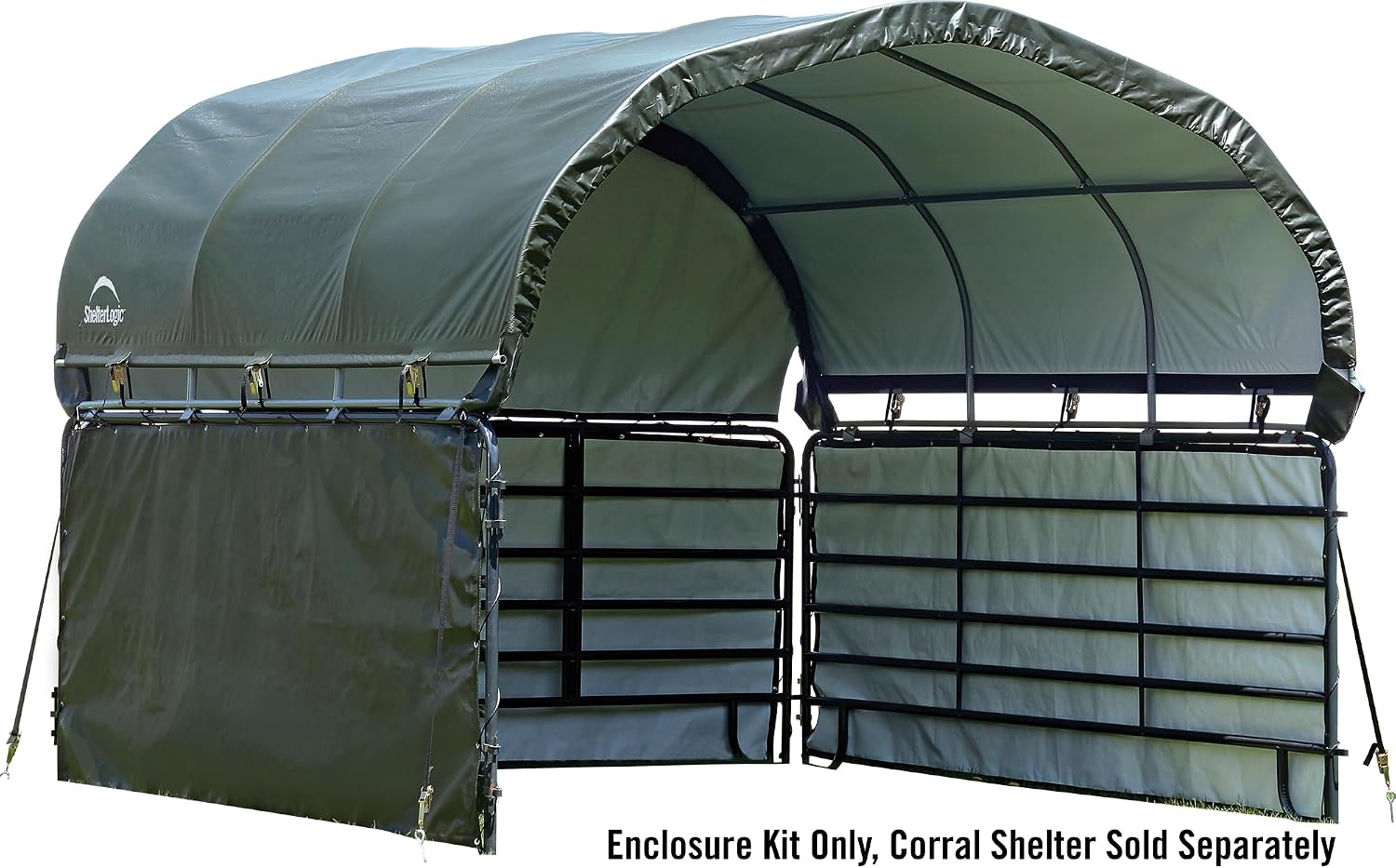 ShelterLogic 10' x 10' Enclosure Kit for Outdoor Corral Shelter Cover (Corral Frame and Panels, Top Cover NOT Included) Green