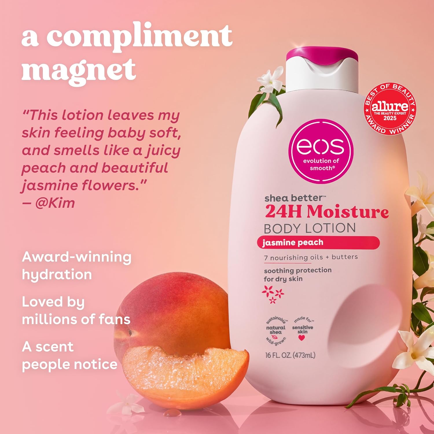 eos Shea Better 24H Moisture Body Lotion- Pomegranate Raspberry, 16 fl oz